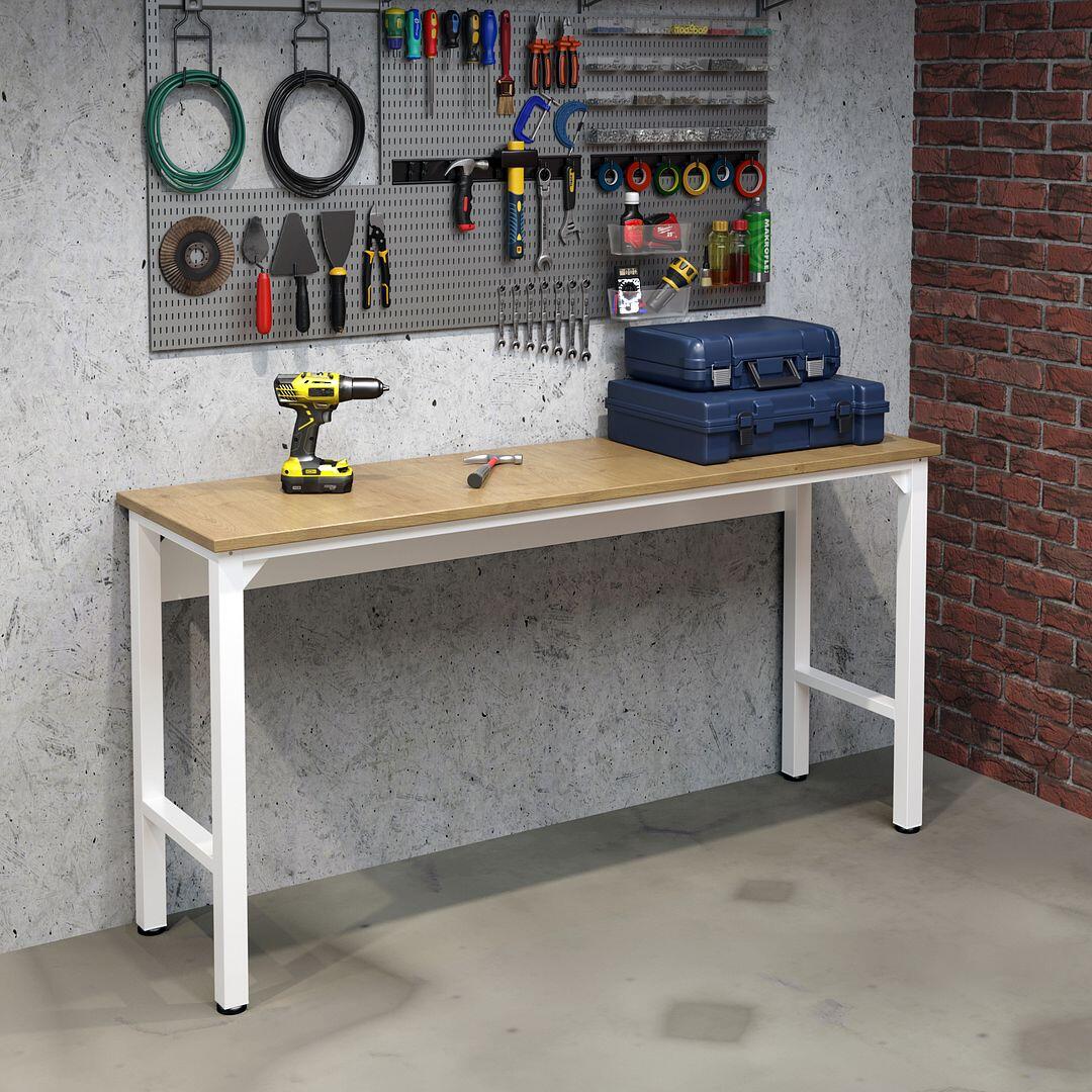 Manhattan Comfort Fortress Garage Table, White, rollover