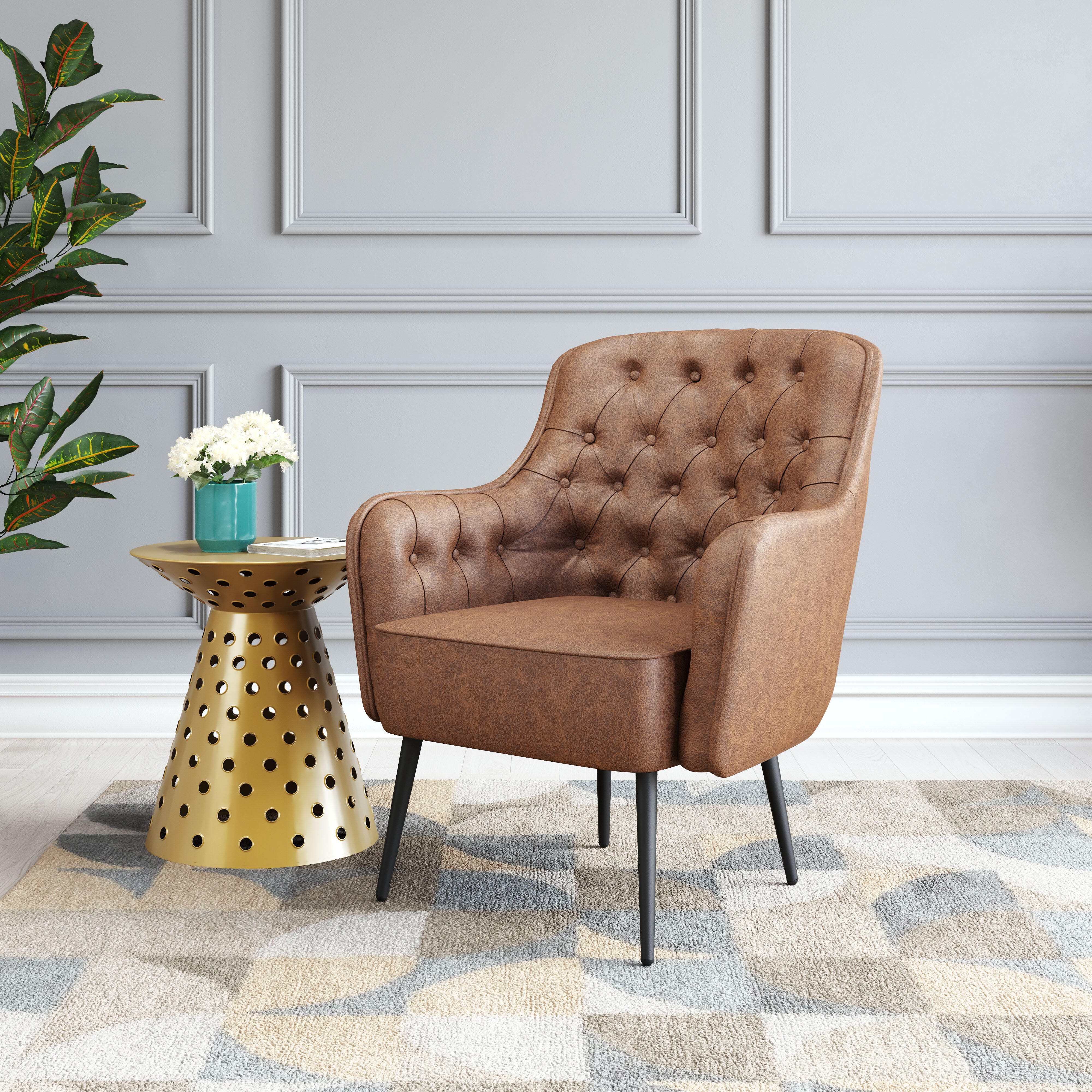 Erika Home Tasmania Accent Chair, Vintage Brown, rollover