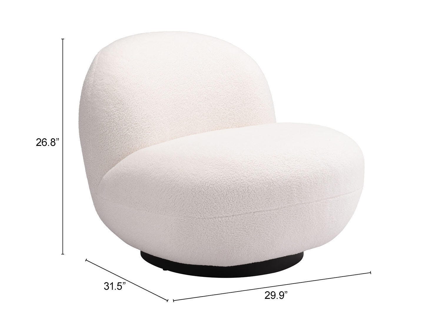 Erika Home Myanmar Swivel Accent Chair, White, large