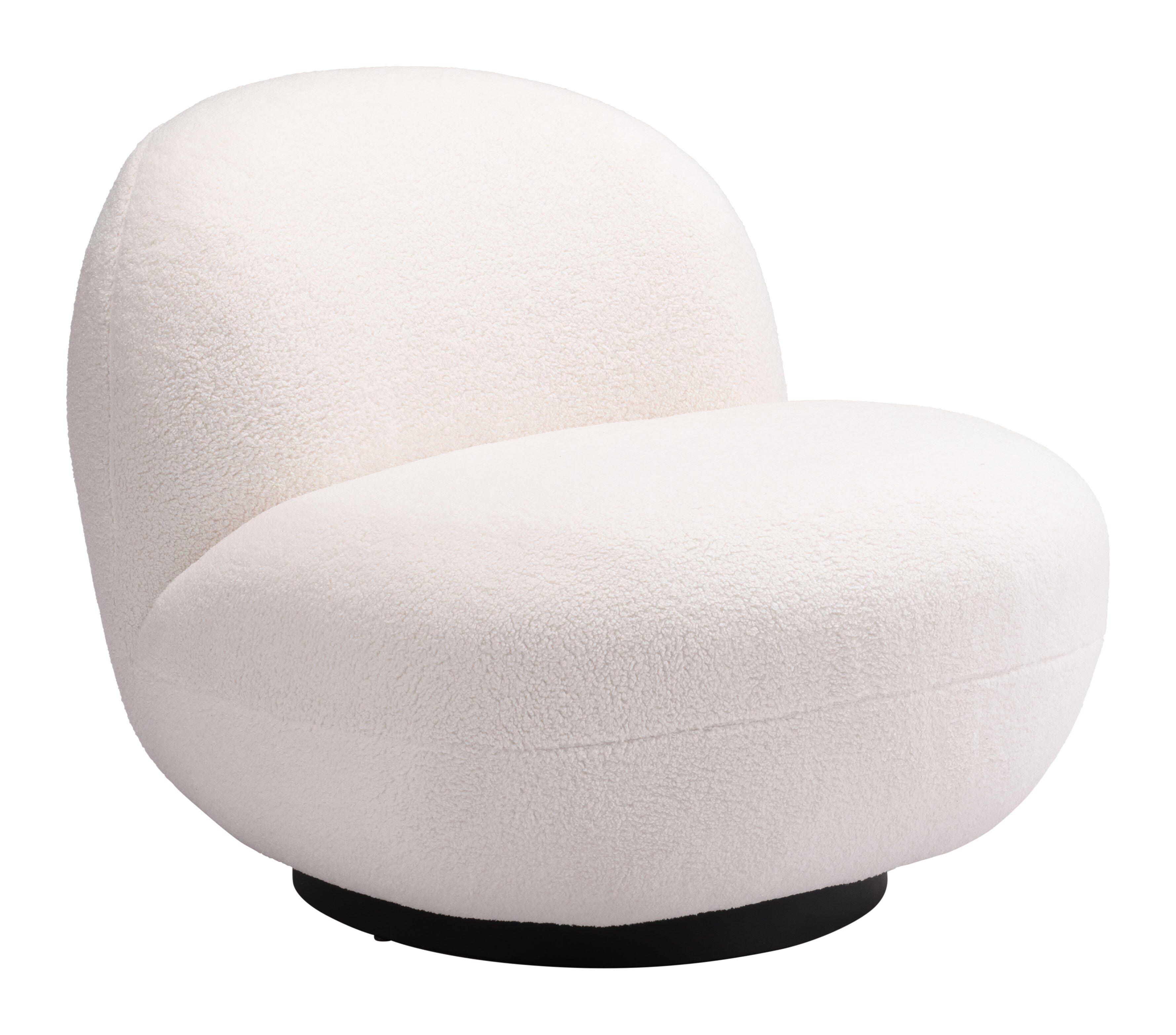 Erika Home Myanmar Swivel Accent Chair, White, large