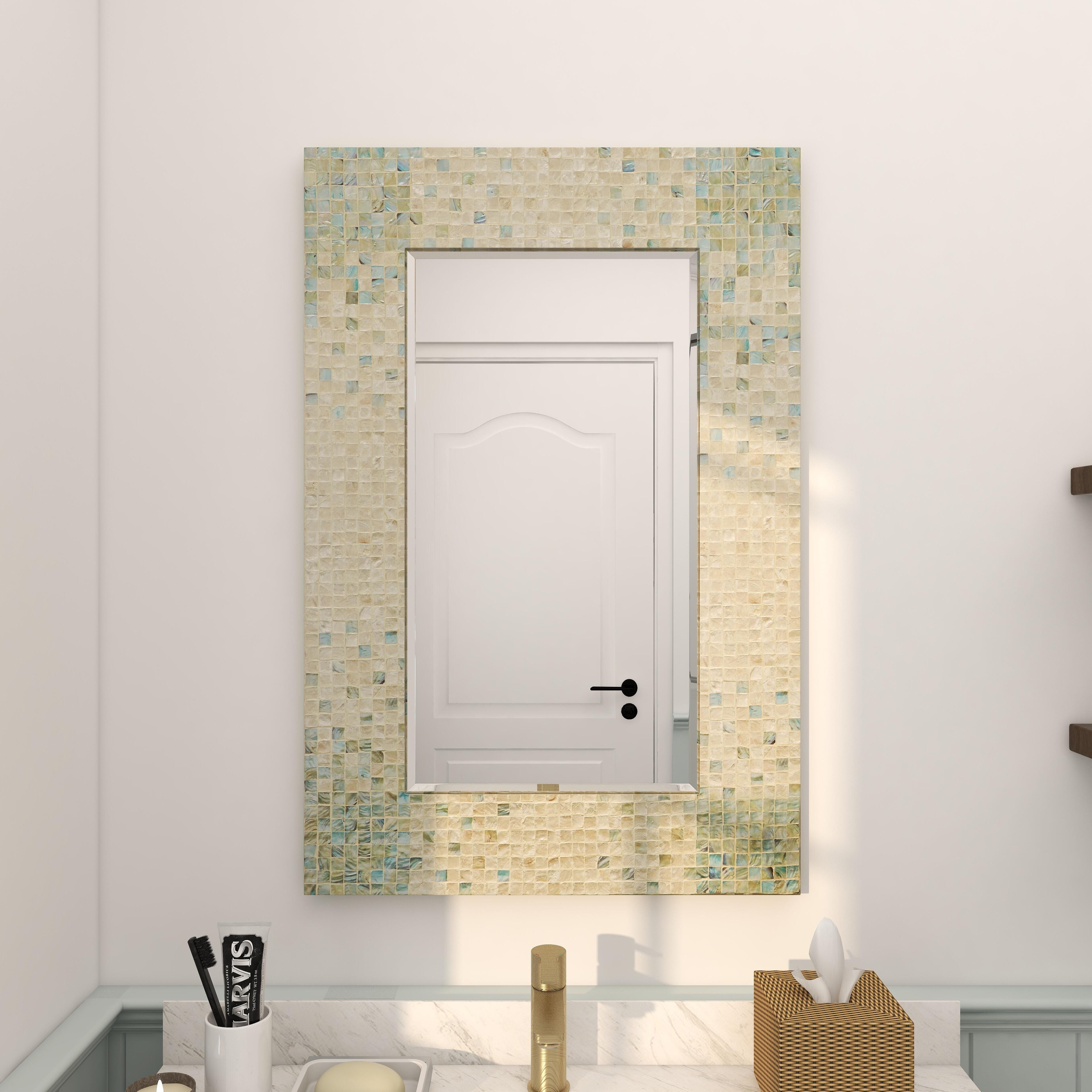 Bayberry Lane Coastal Mother of Pearl Wall Mirror, , large
