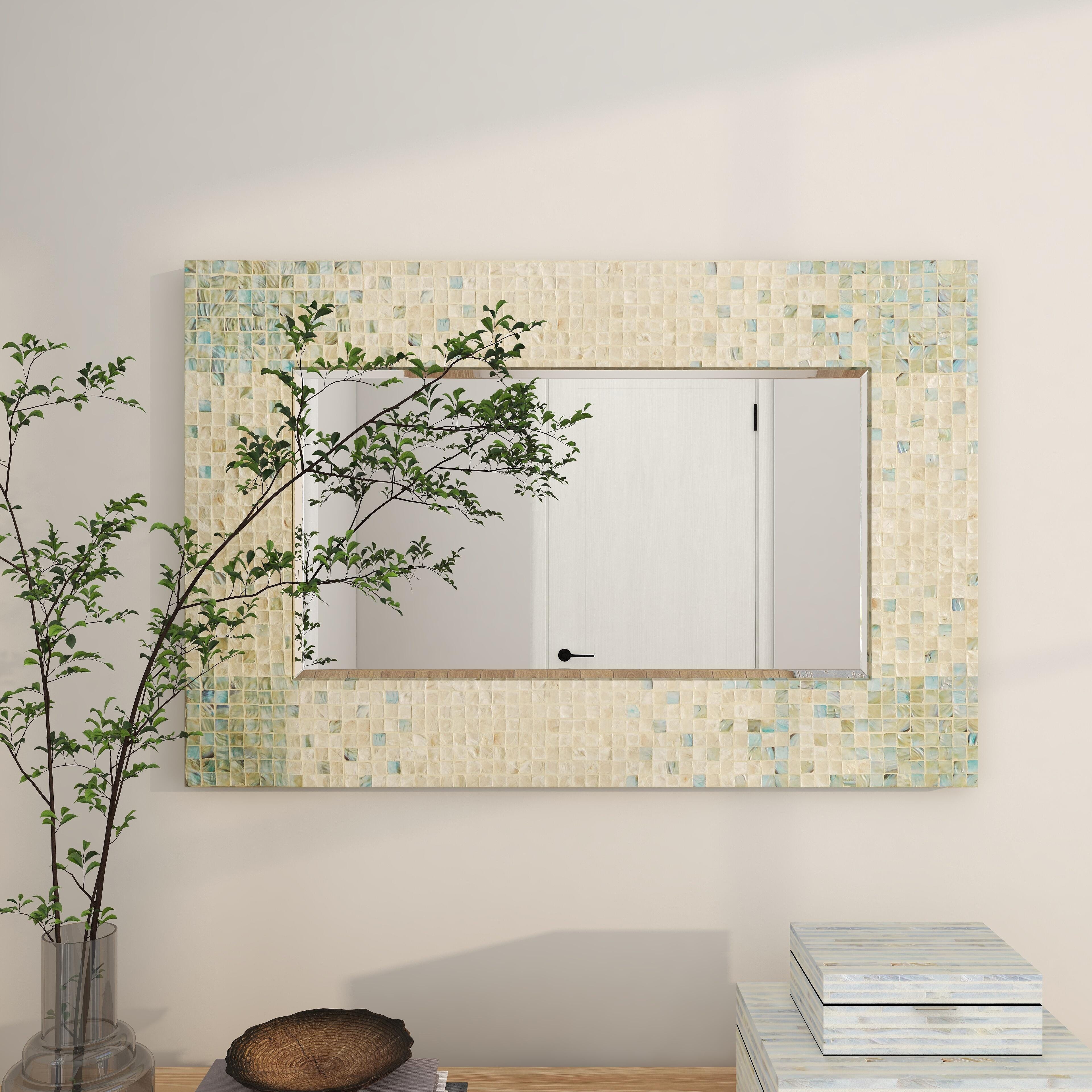 Bayberry Lane Coastal Mother of Pearl Wall Mirror, , large