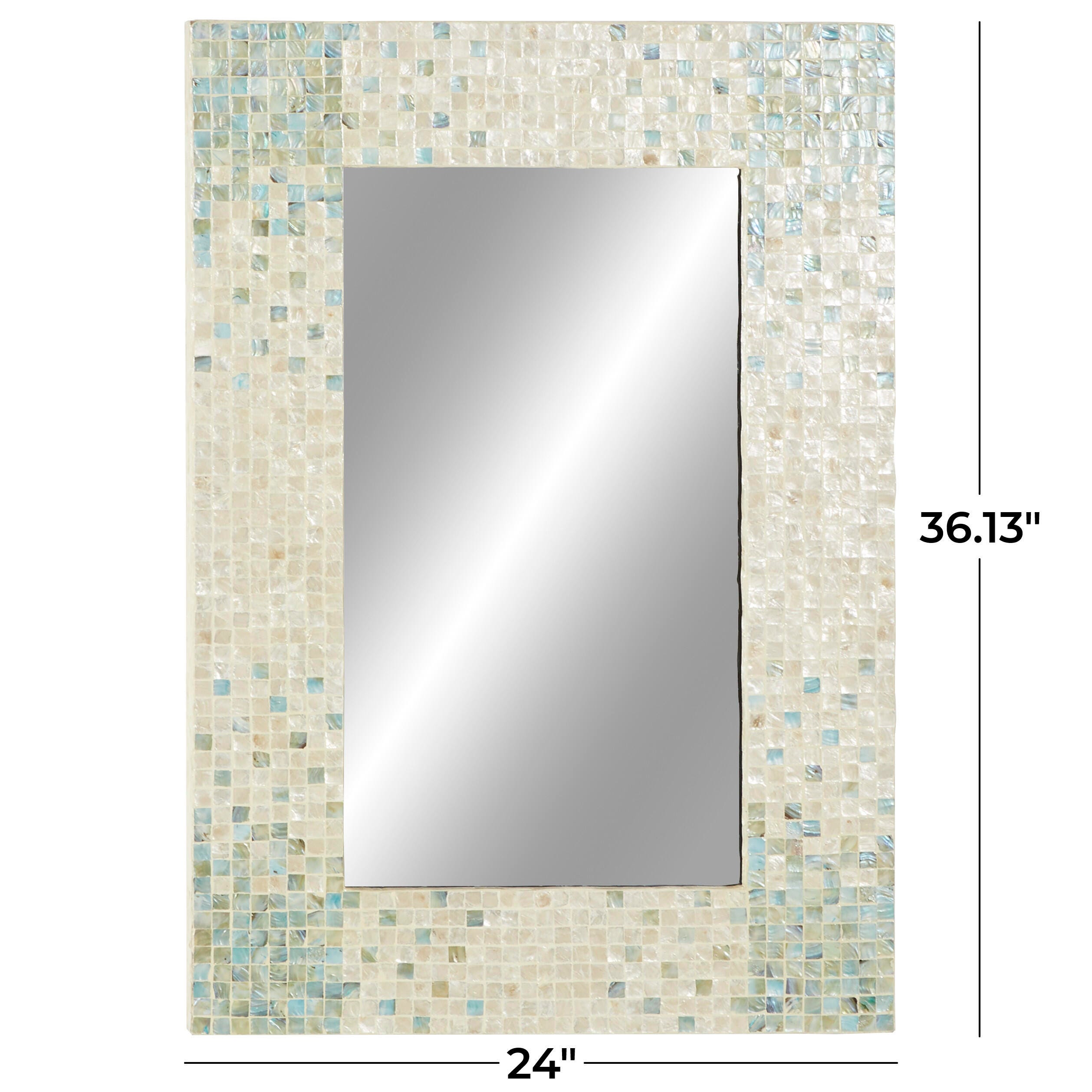 Bayberry Lane Coastal Mother of Pearl Wall Mirror, , large