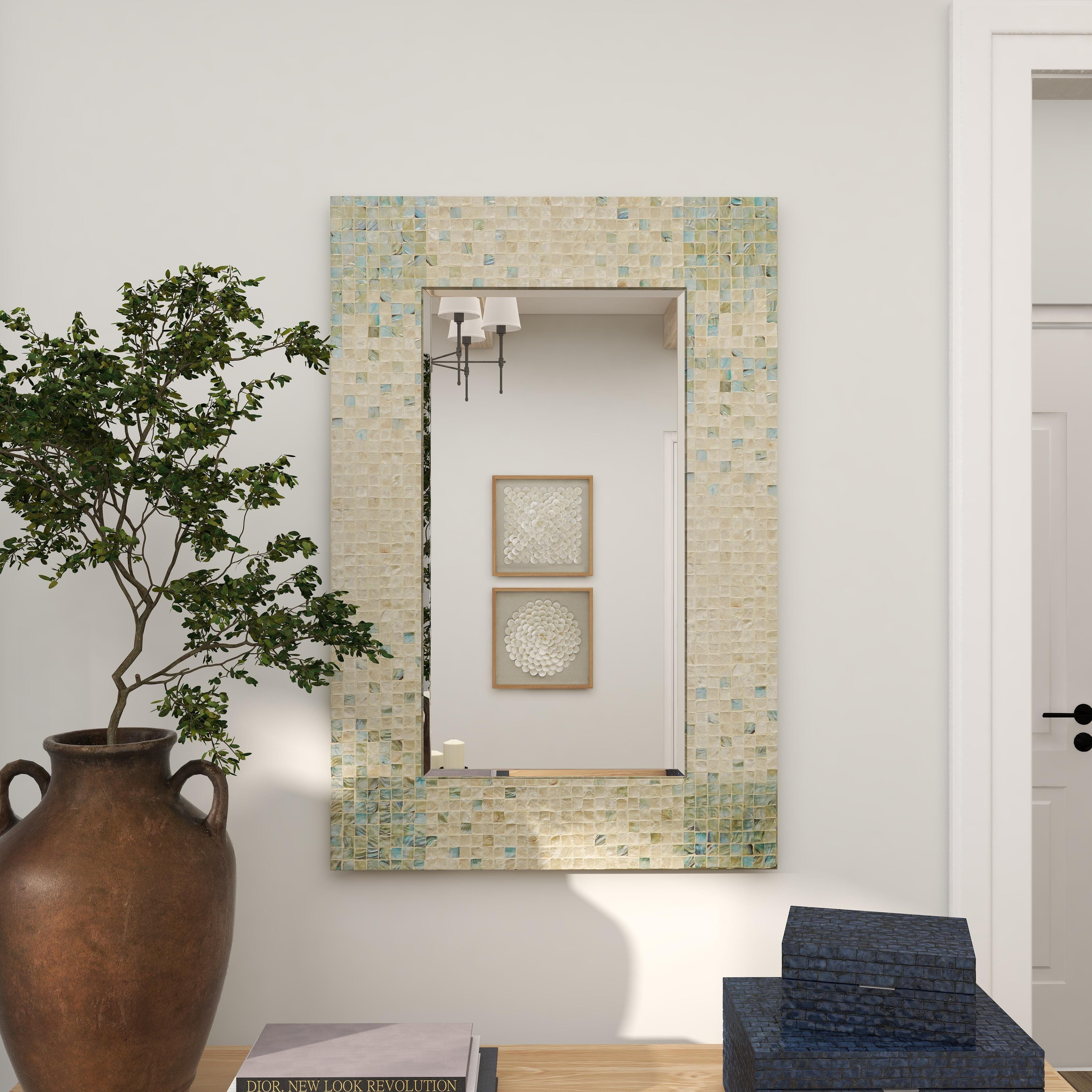 Bayberry Lane Coastal Mother of Pearl Wall Mirror, , large