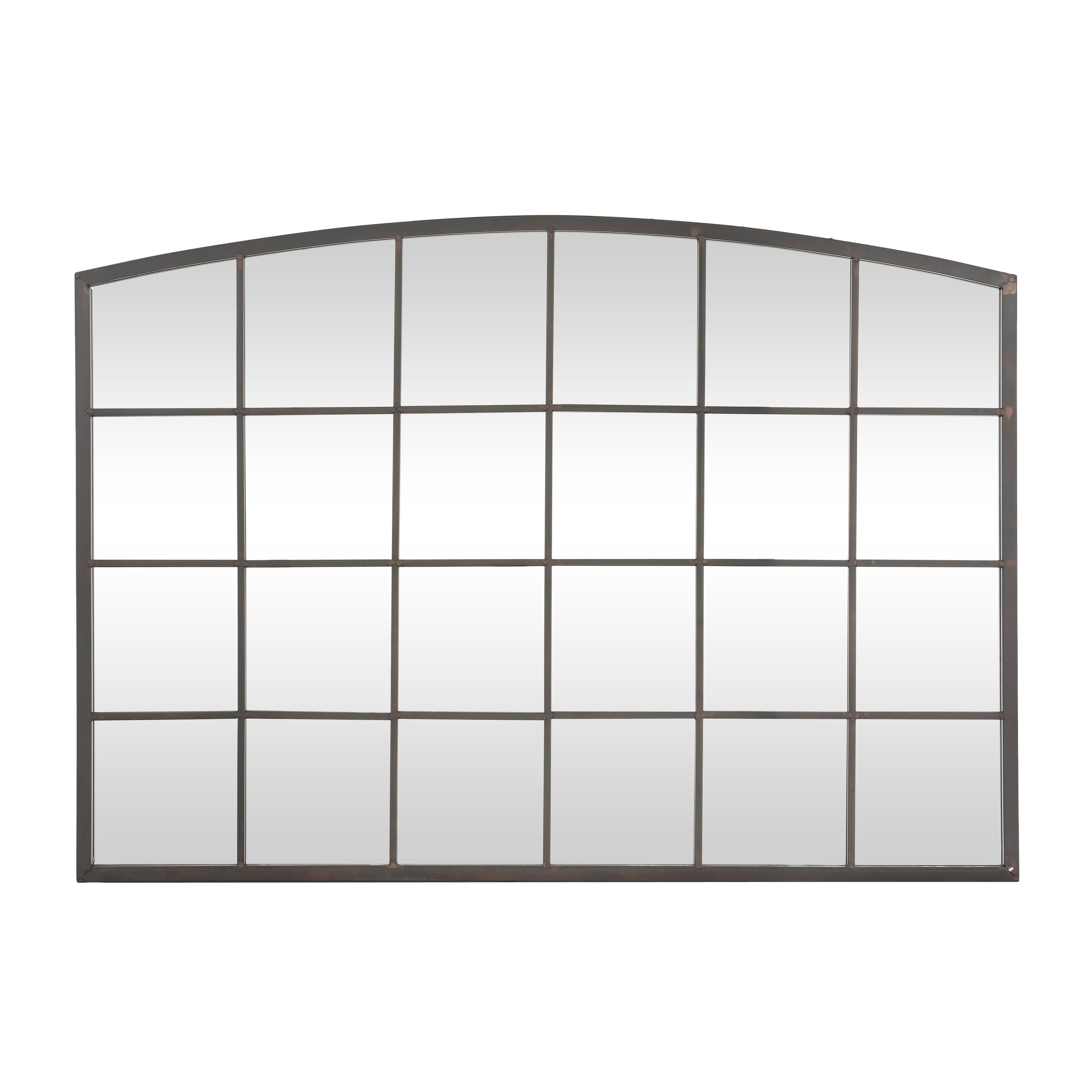 Bayberry Lane Window Pane Inspired Wall Mirror with Arched Top 48"W X 34"H, , large