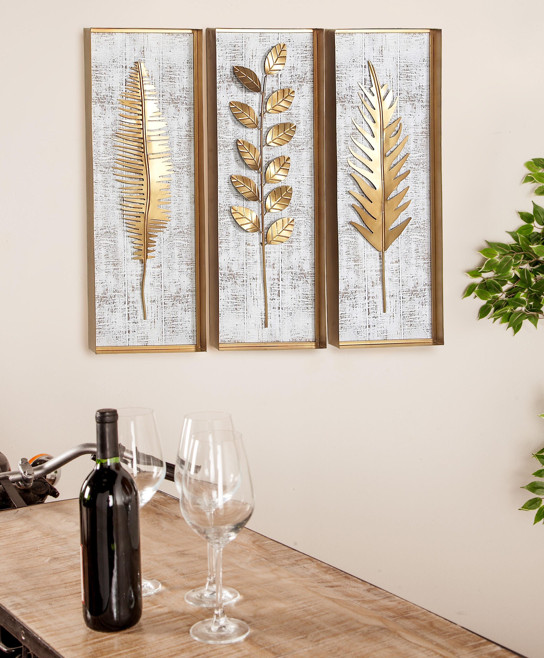 Bayberry Lane Leaf Framed 3D Wall Decor (Set of 3), , rollover