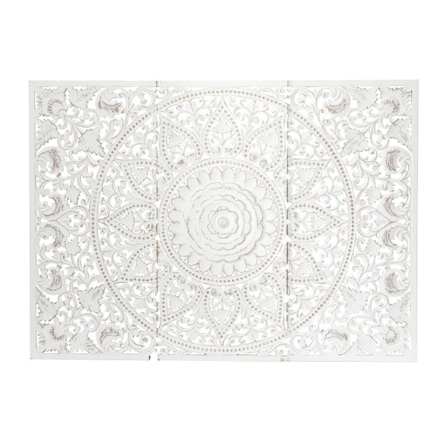 Bayberry Lane Handmade Wall Decor with Mandala Design Set, White