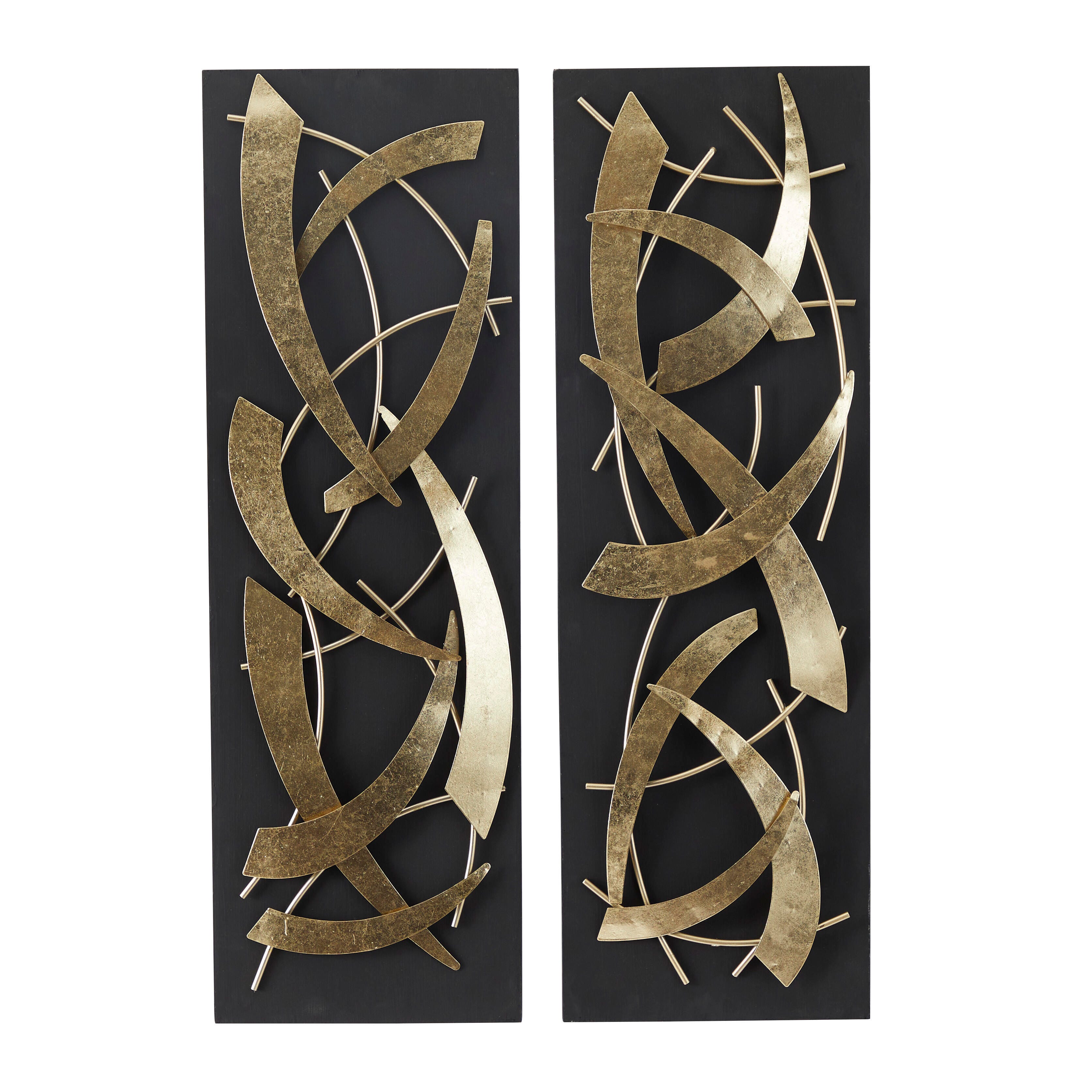 Bayberry Lane Abstract Wall Decor Set of 2 12" W X 36"H, Black, large