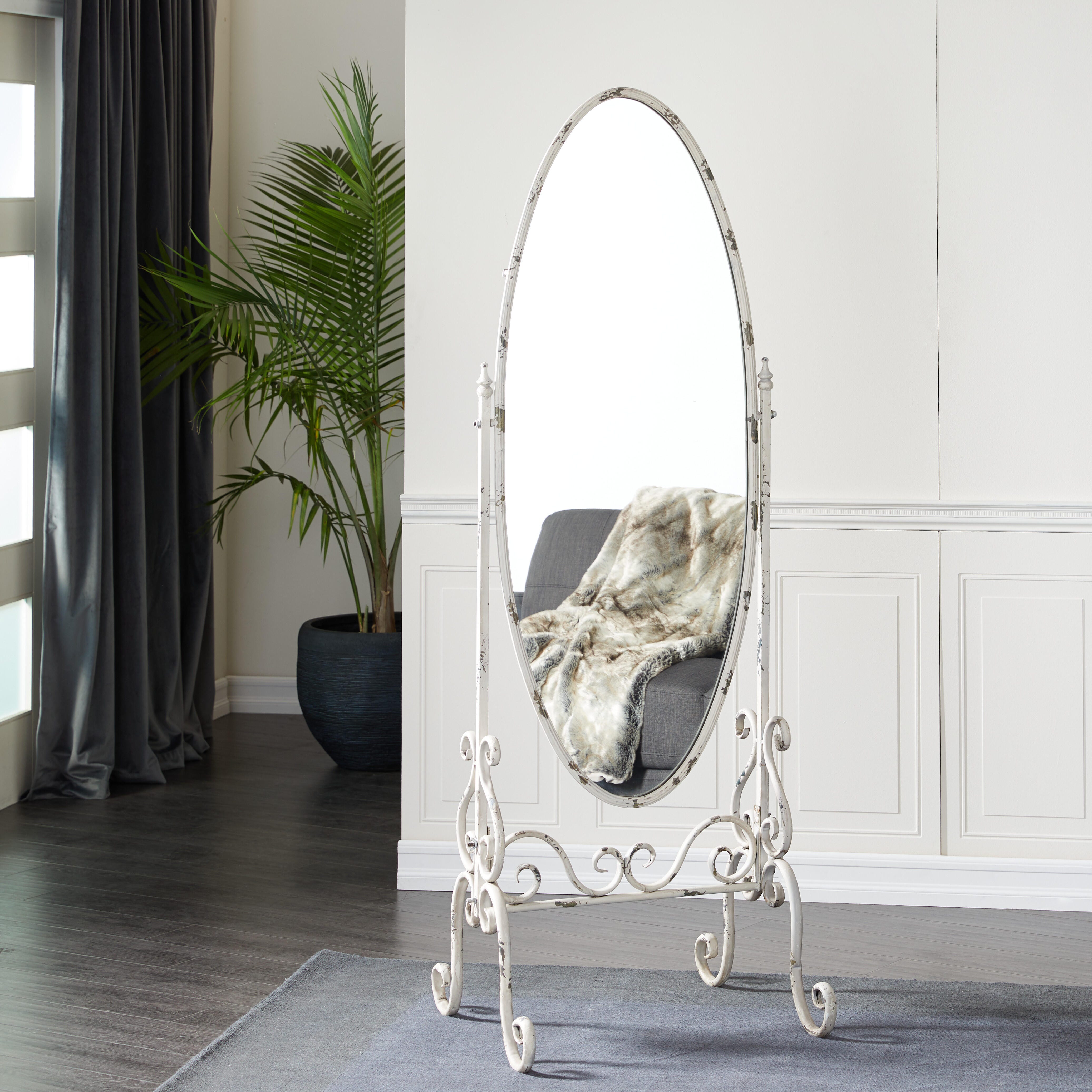 Bayberry Lane Vintage Scroll Floor Mirror with Stand, , rollover