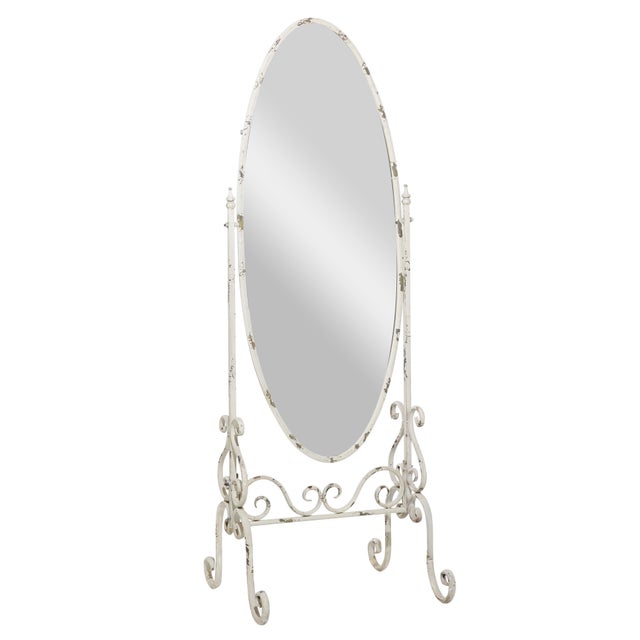 Bayberry Lane Vintage Scroll Floor Mirror with Stand, White