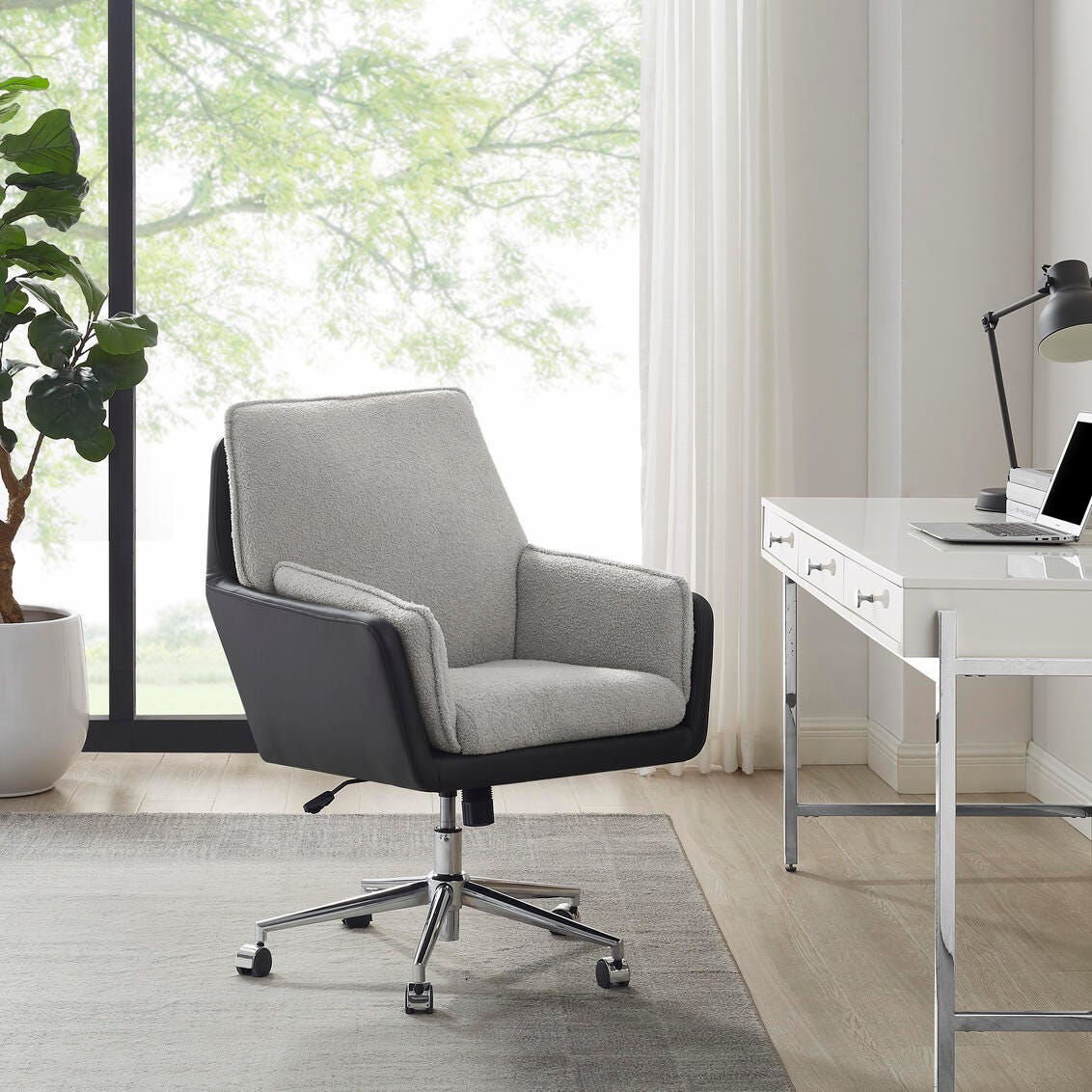 Linon Chaz Swivel Chair, Gray, rollover