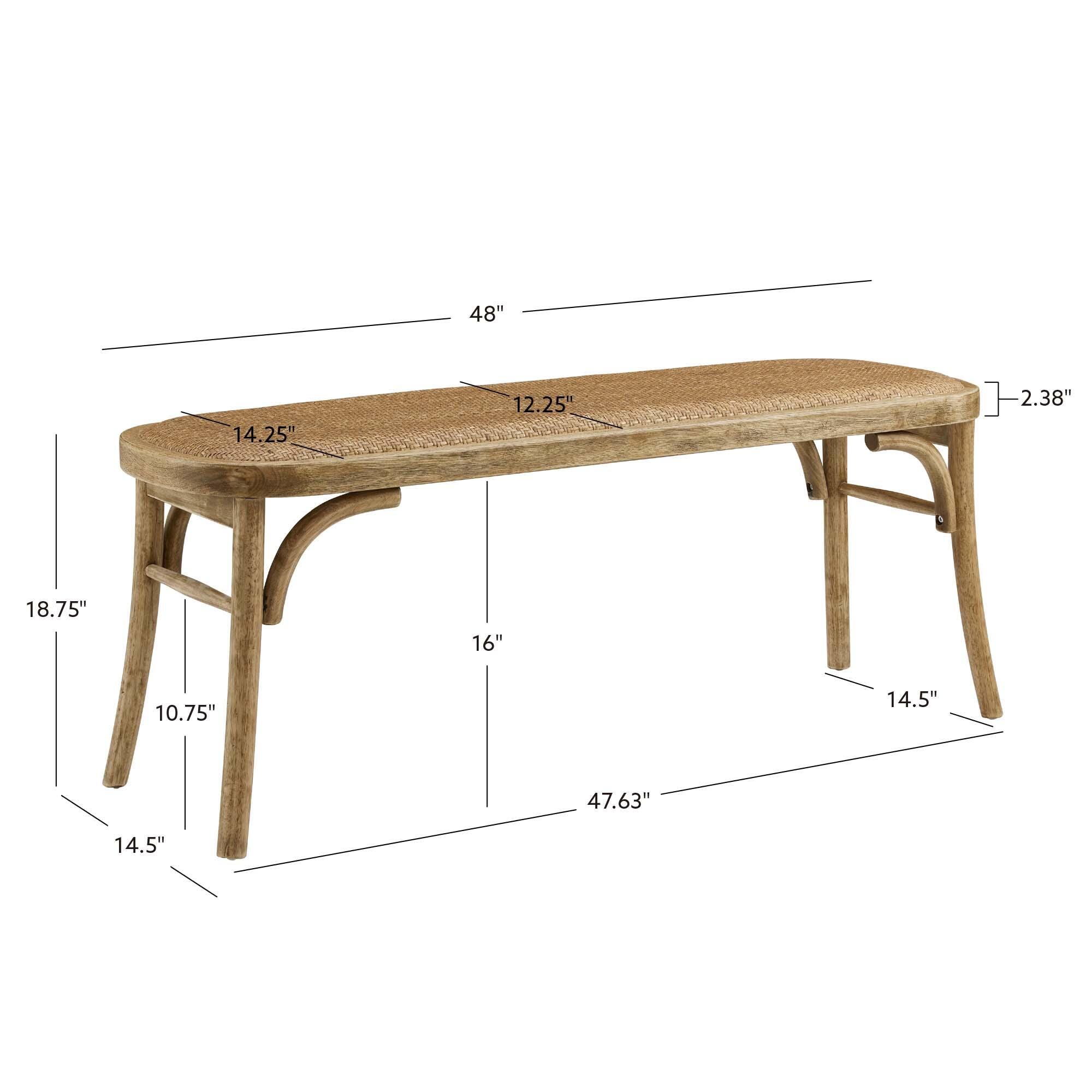 Linon Coralia Bench, Brown, large