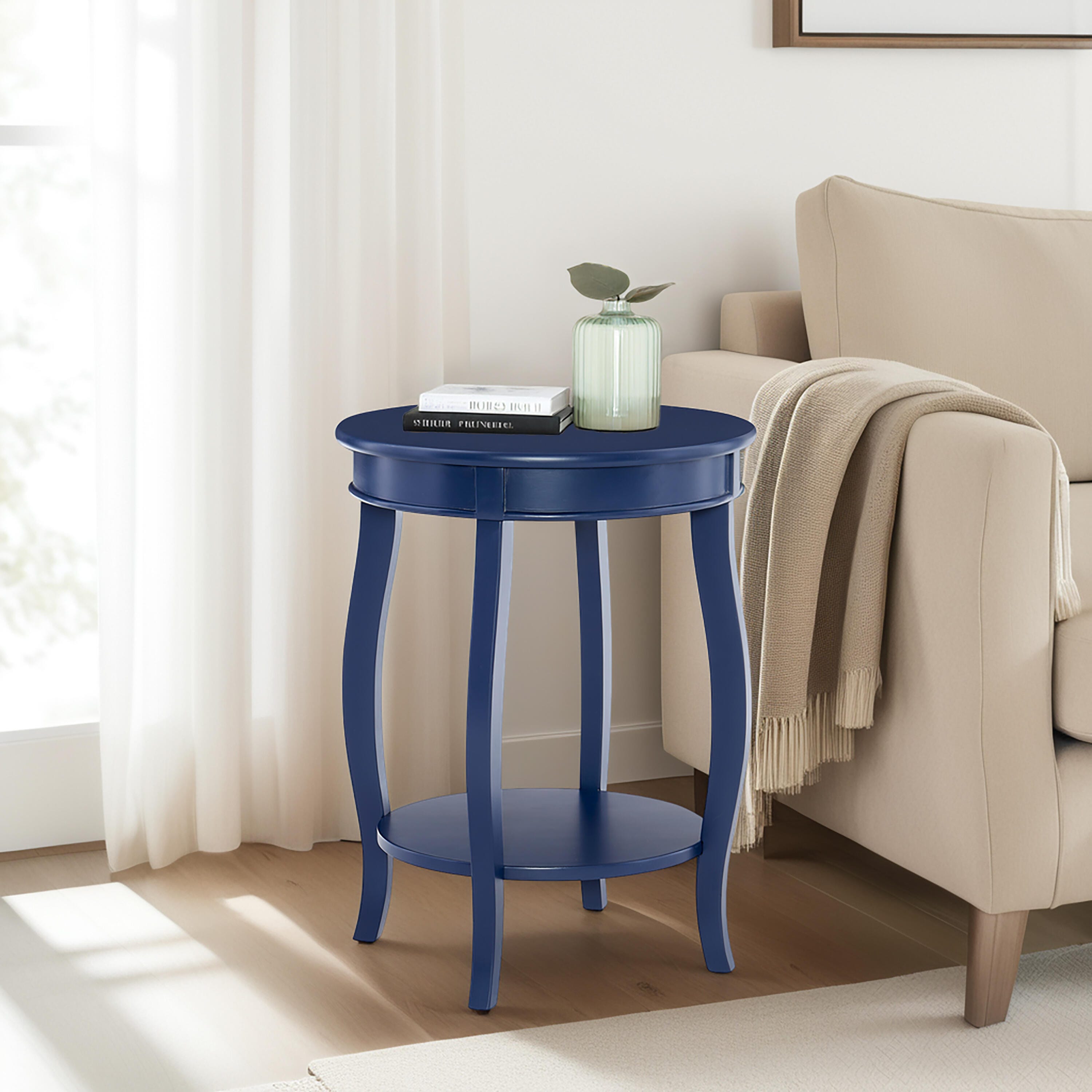 Linon Miller Side Table, Navy, large