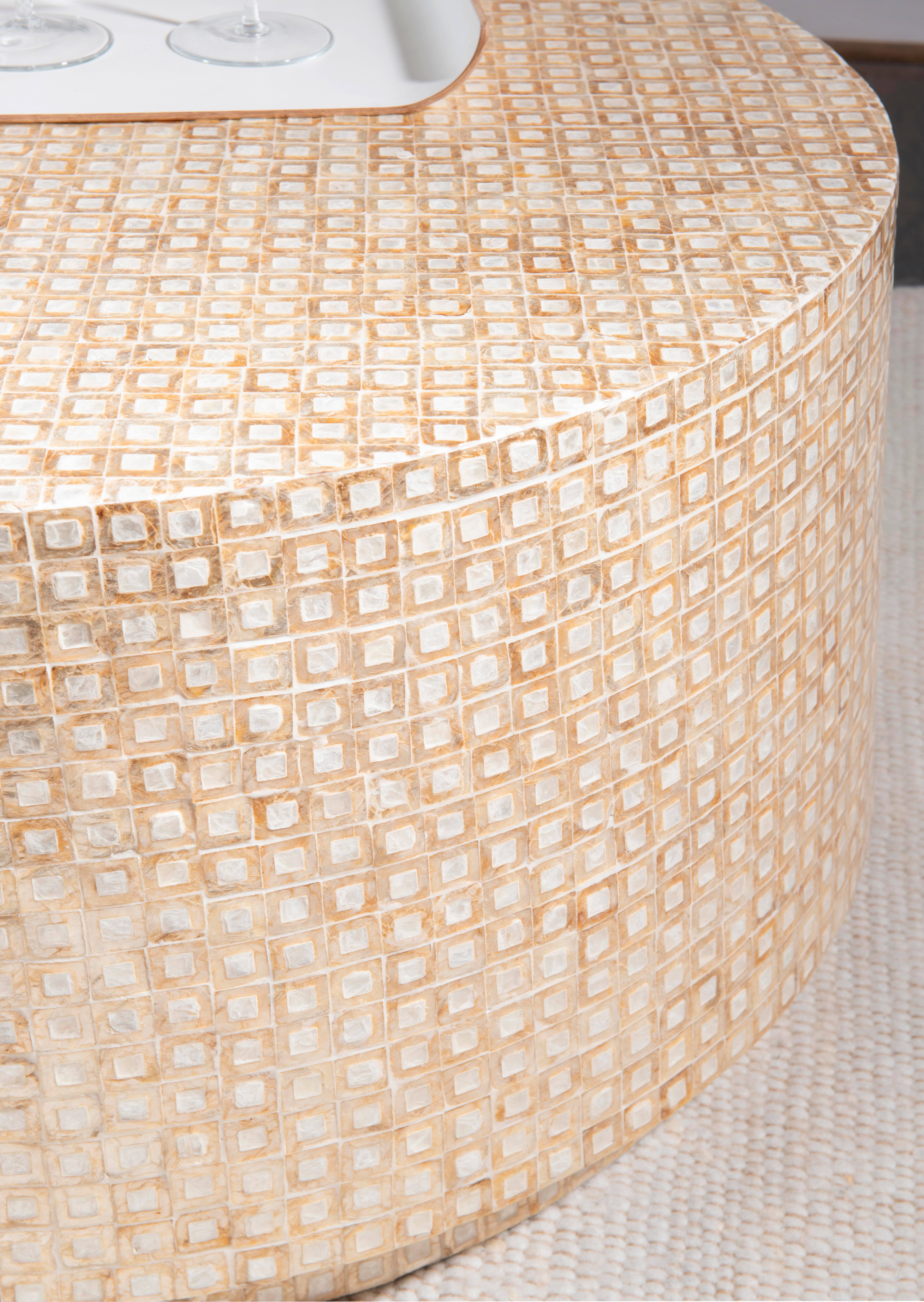 Linon Parton Capiz Mosaic Coffee Table, , large