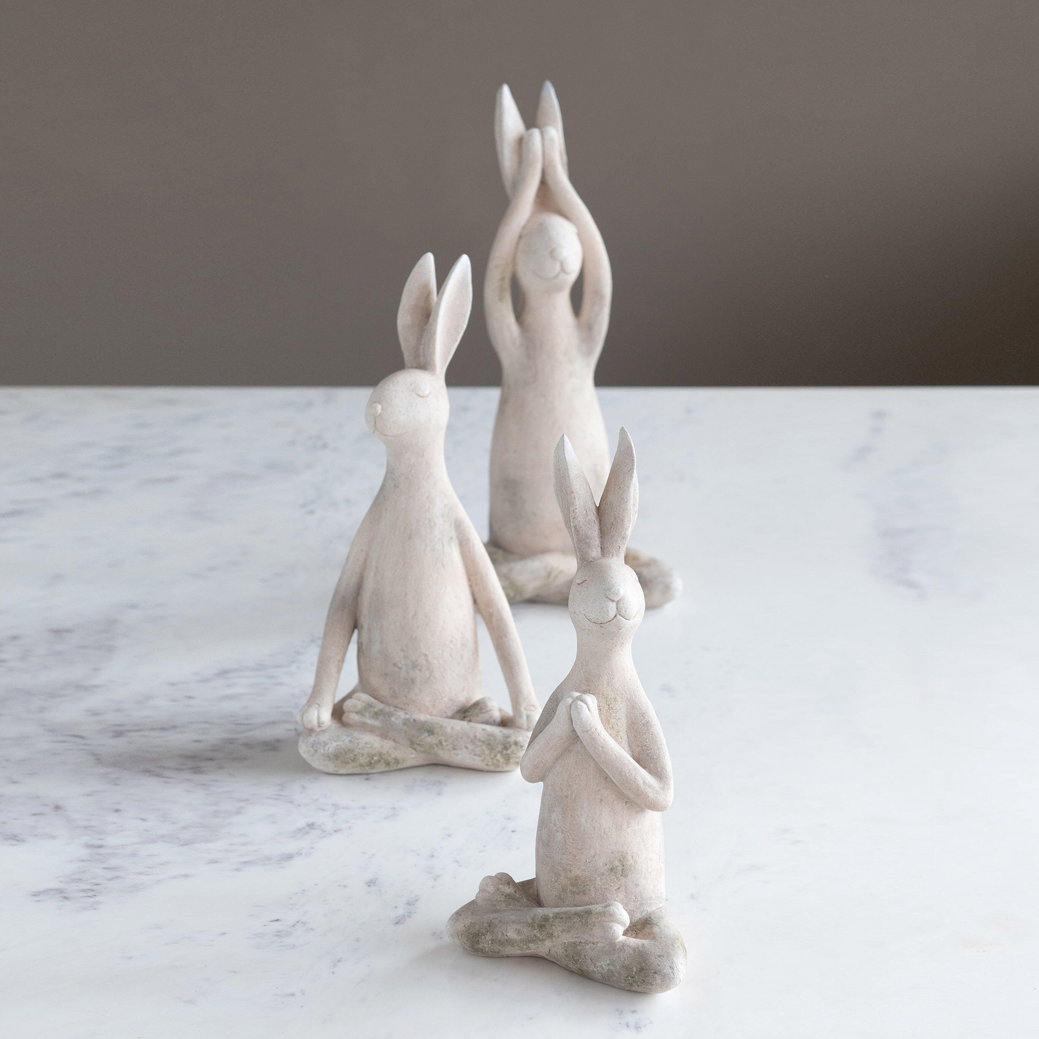 Storied Home Polyresin Yoga Rabbit Set of 3, , large