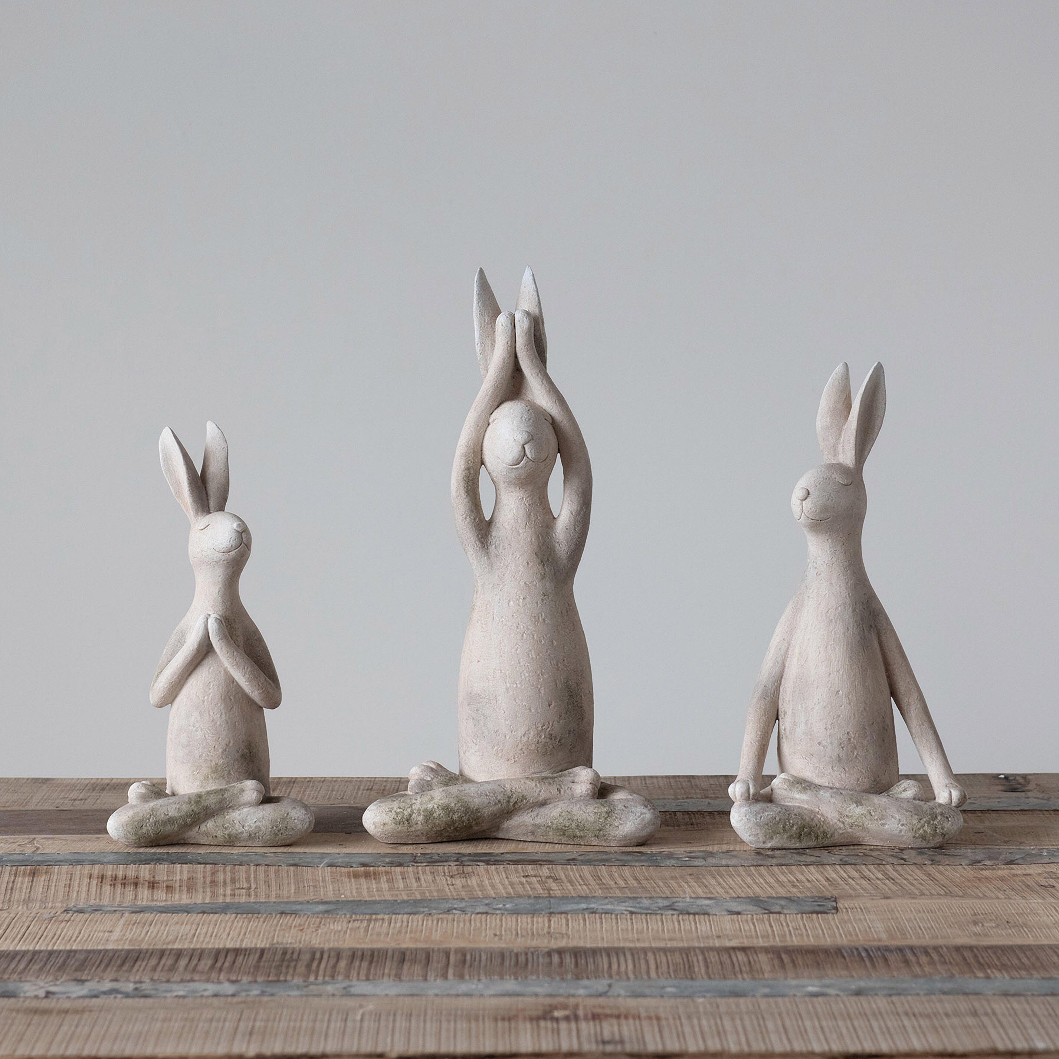 Storied Home Polyresin Yoga Rabbit Set of 3, , large