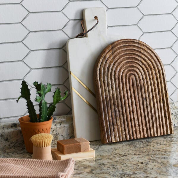 Storied Home Carved Arch Serving Board, , rollover