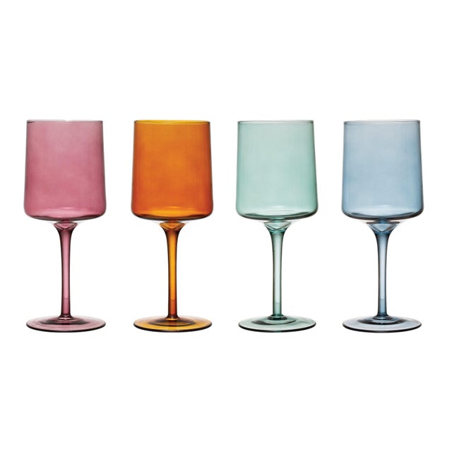 Storied Home Multicolor Wine Glasses (Set of 4)