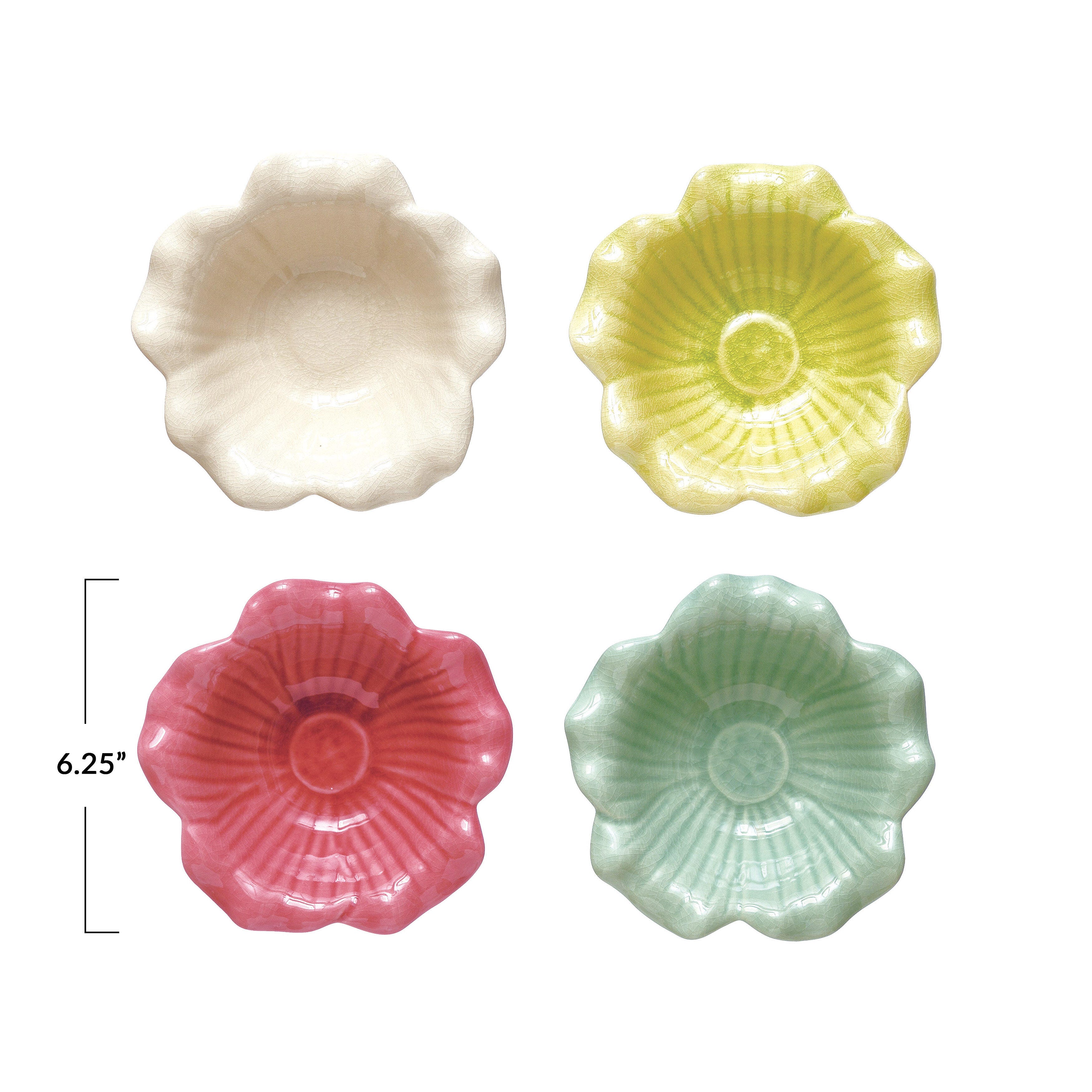 Storied Home Debossed Stoneware Flower Bowl, , large