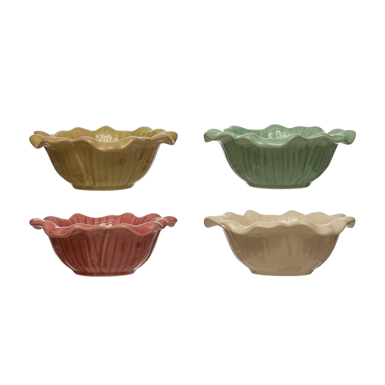 Storied Home Debossed Stoneware Flower Bowl, , large