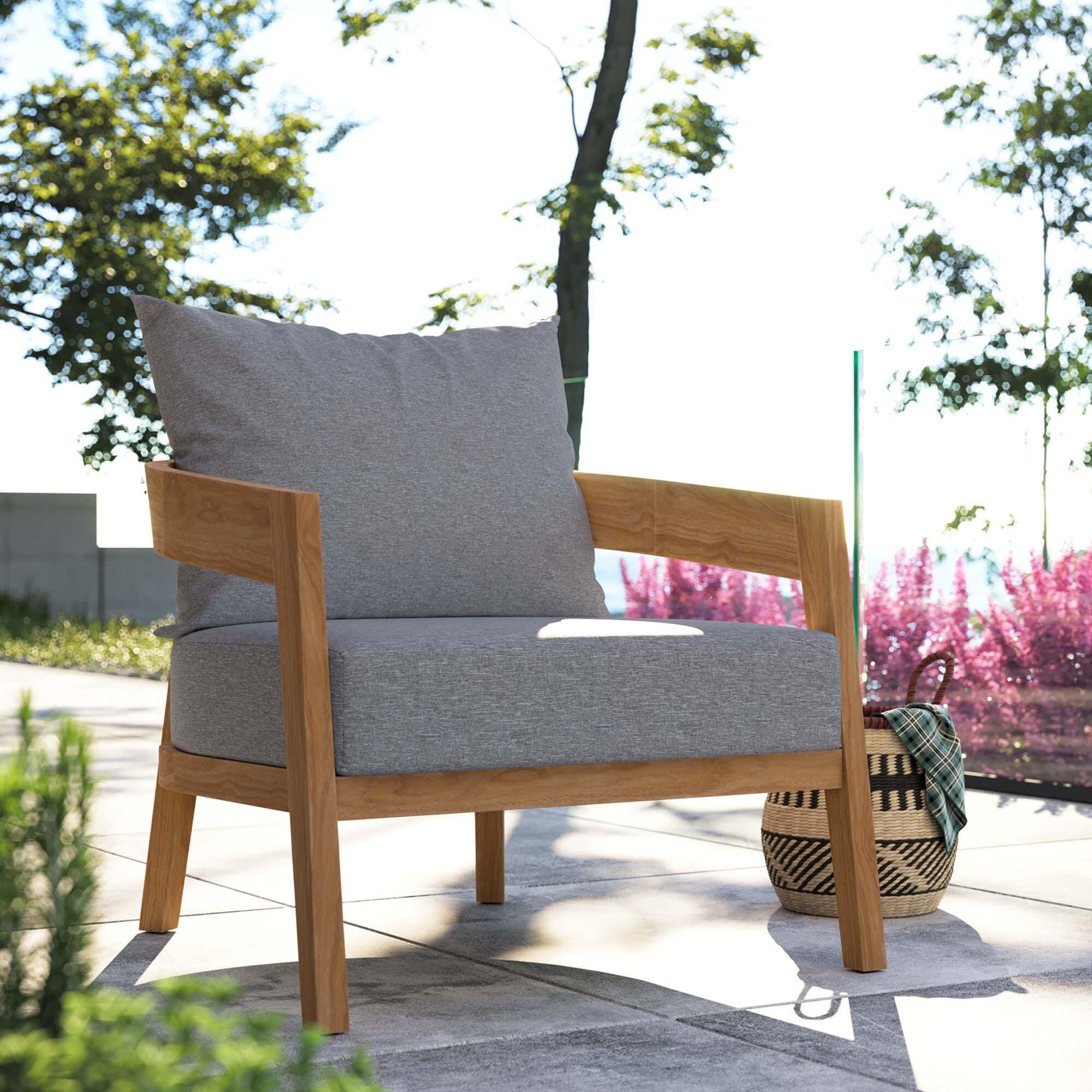 Modway Brisbane Outdoor Armchair, Natural/Gray, rollover