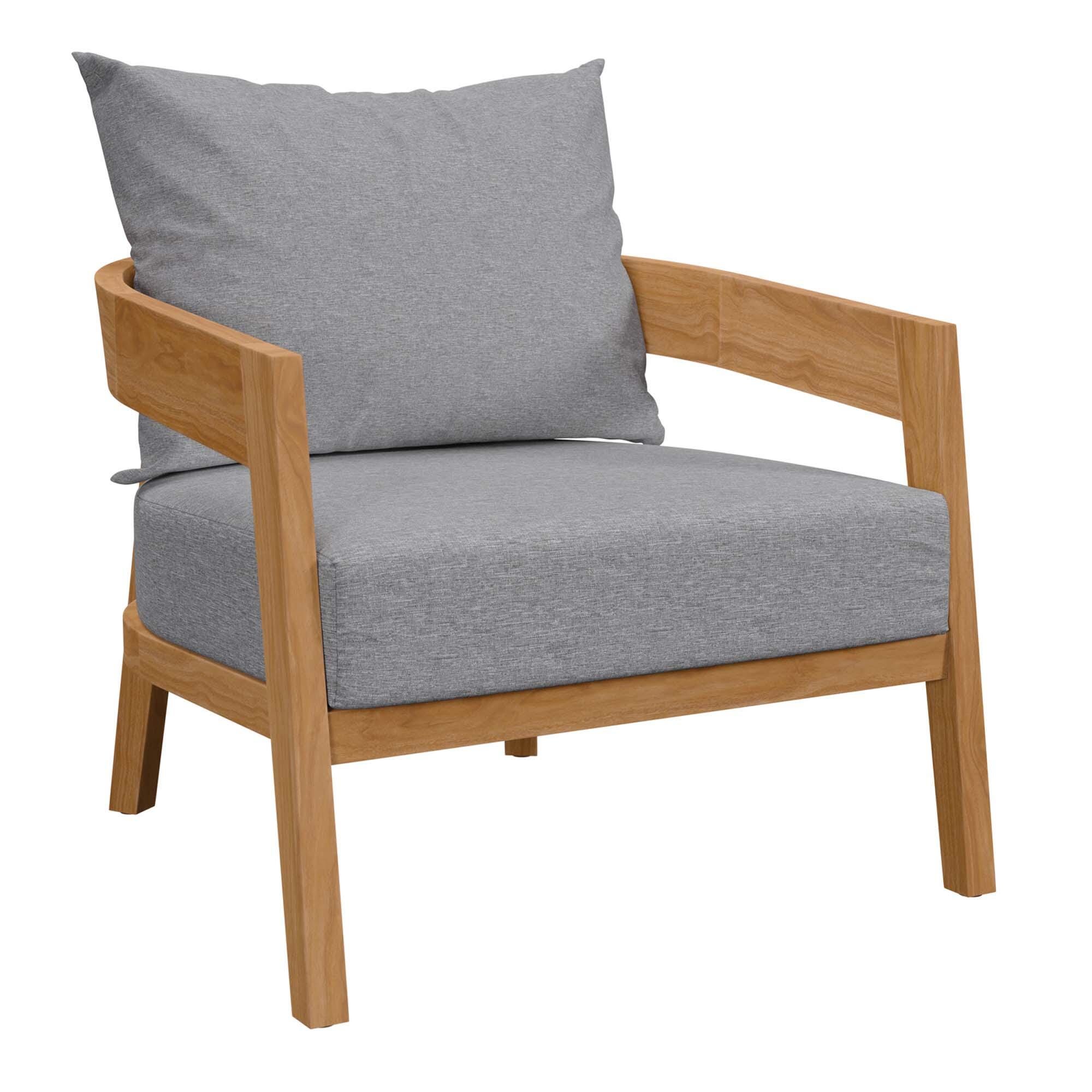Modway Brisbane Outdoor Armchair, Natural/Gray, large