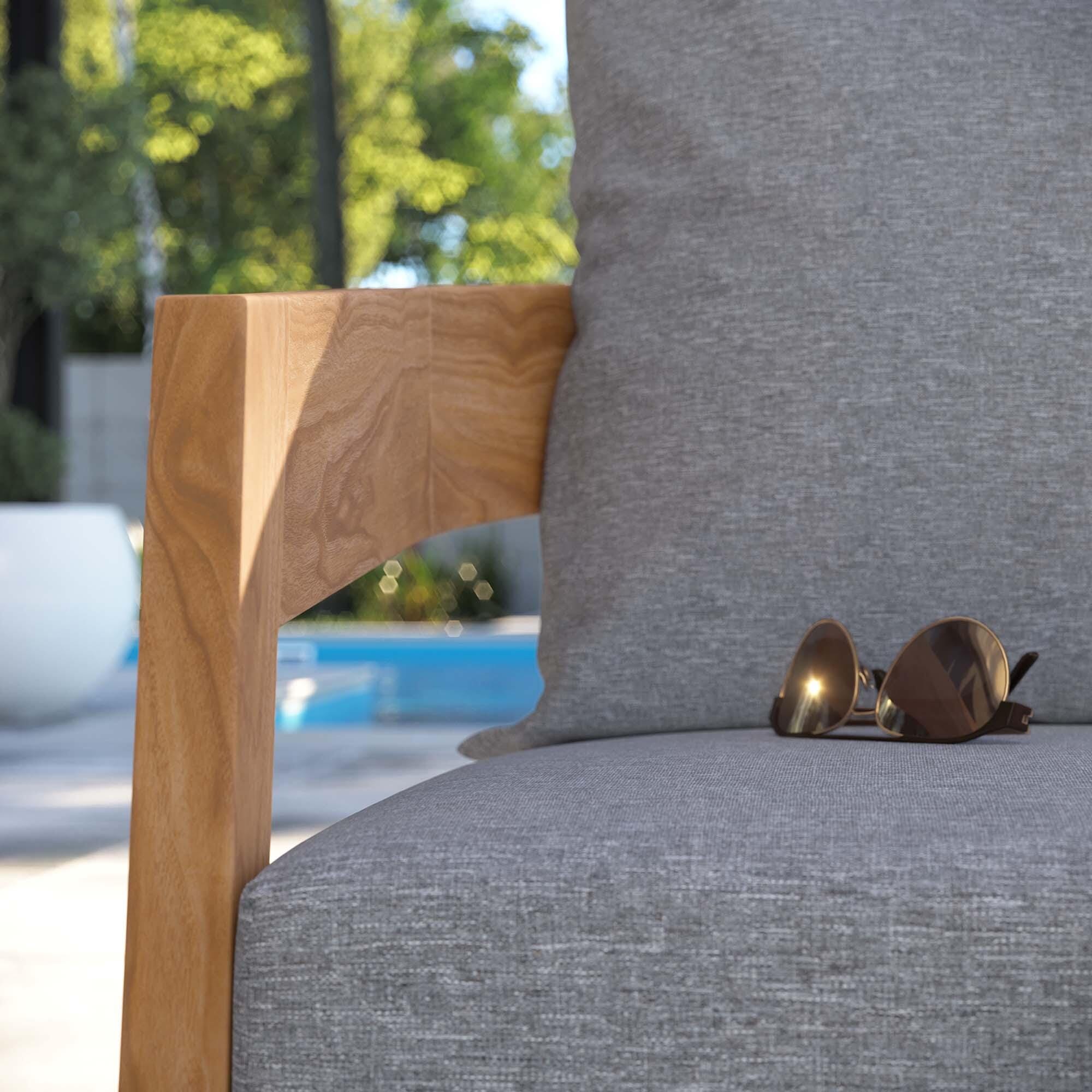 Modway Brisbane Outdoor Armchair, Natural/Gray, large