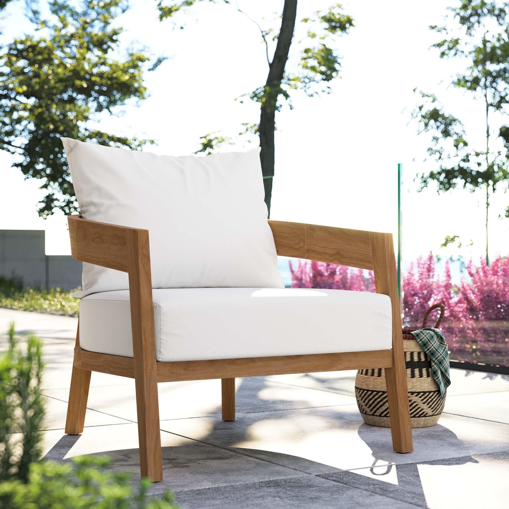 Modway Brisbane Outdoor Armchair, Natural/White, rollover