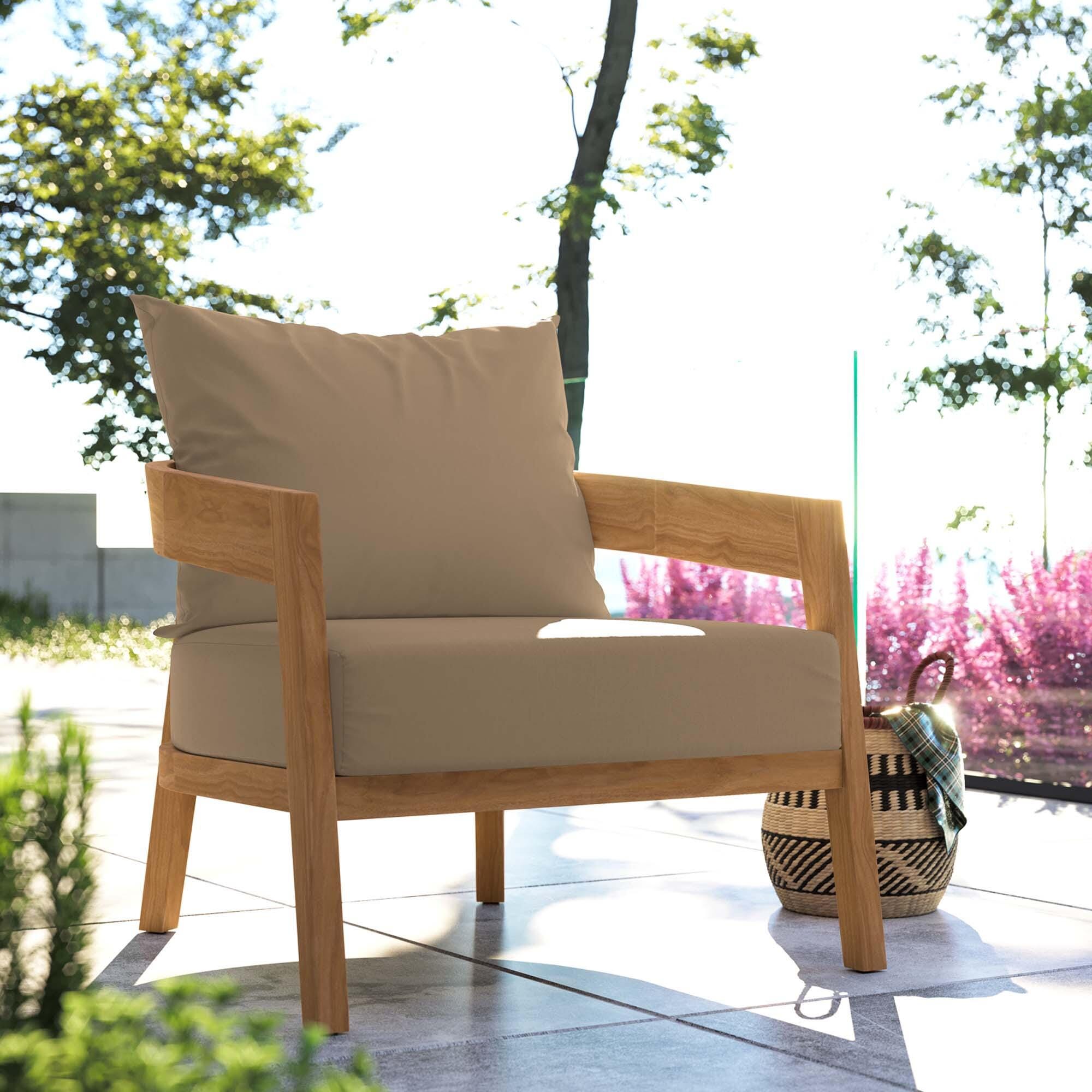 Modway Brisbane Outdoor Armchair, Natural/Light Brown, rollover