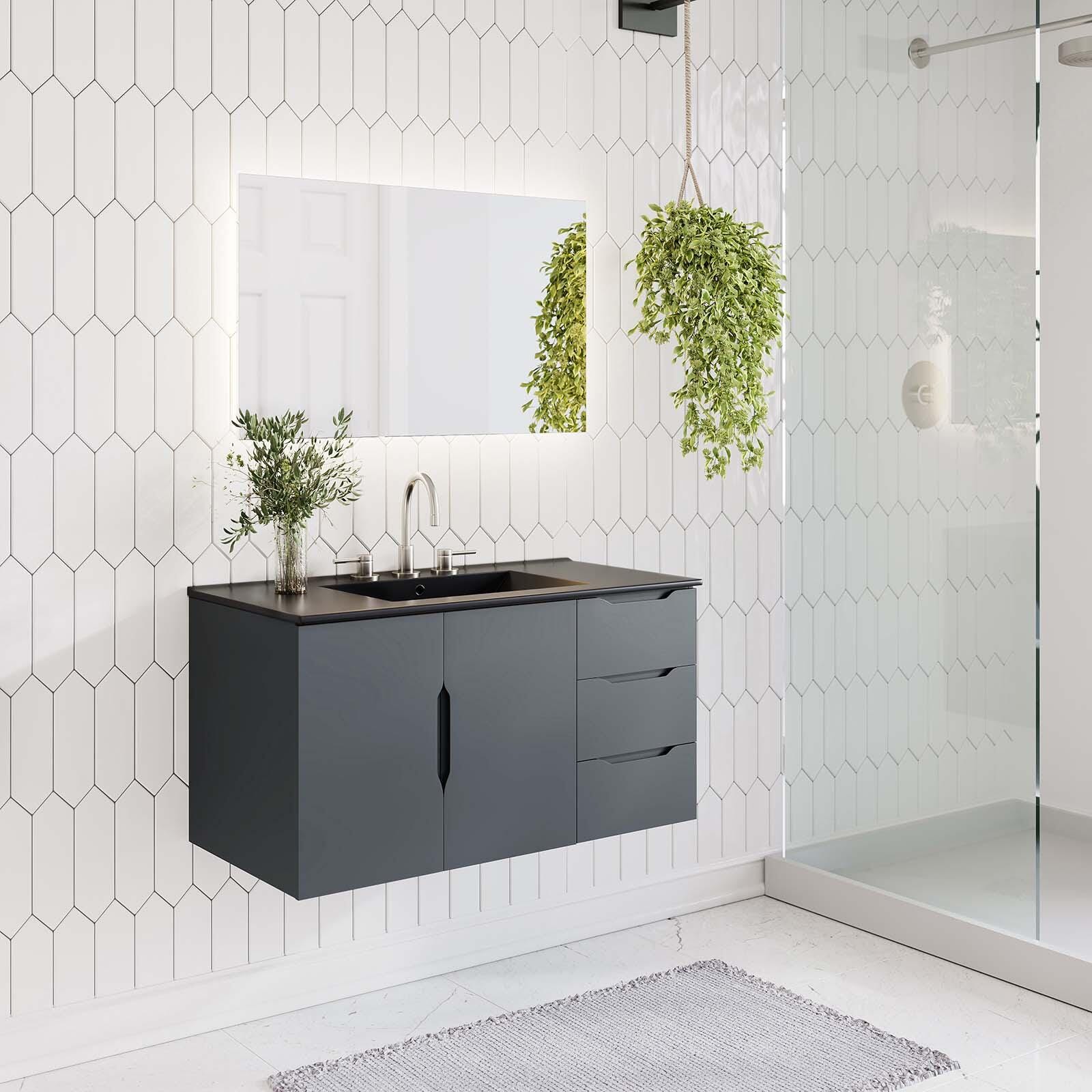 Modway Vitality 36" Bathroom Vanity Cabinet (Sink Basin Not Included), Gray, large
