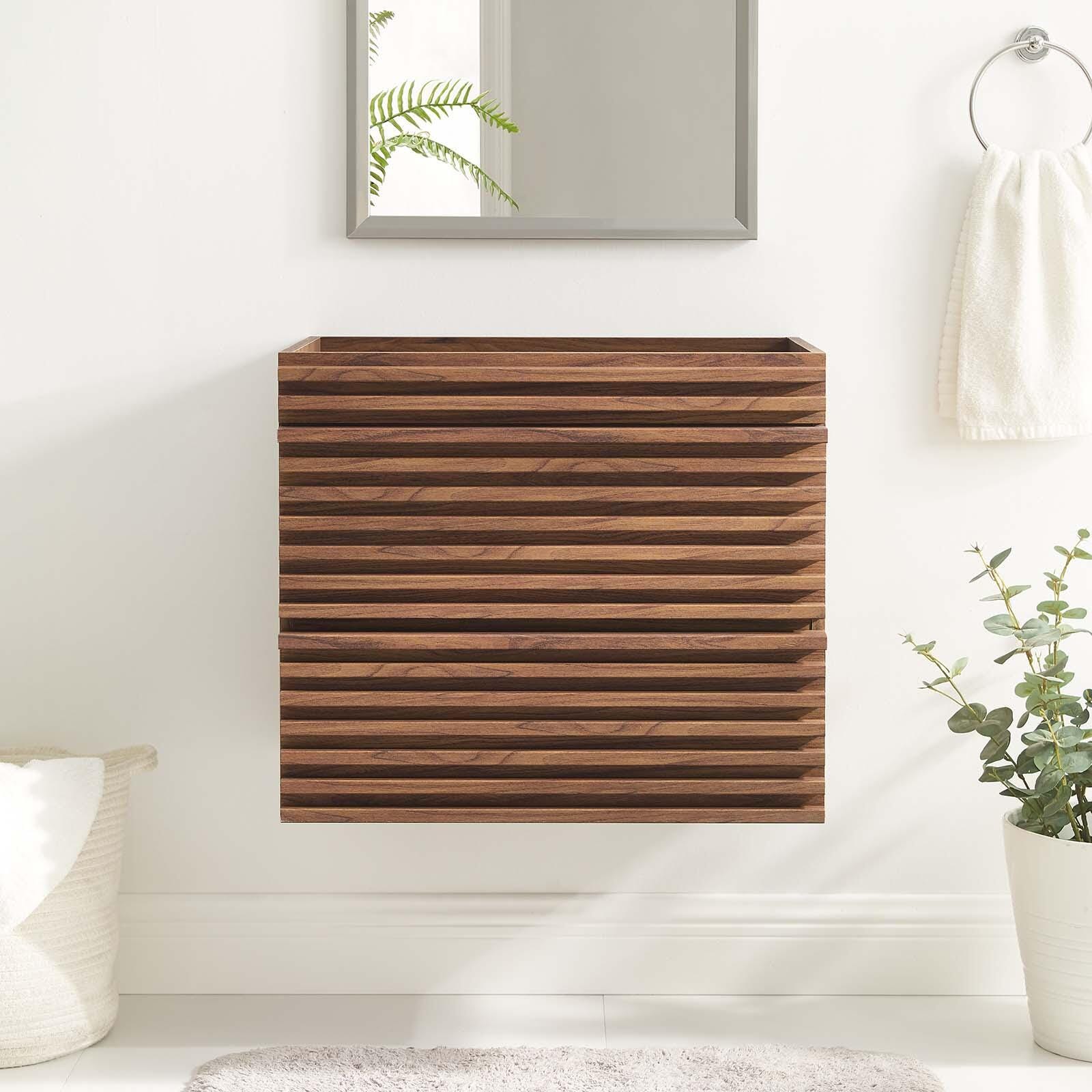 Render 24" Wall-Mount Bathroom Vanity Cabinet, Walnut, large