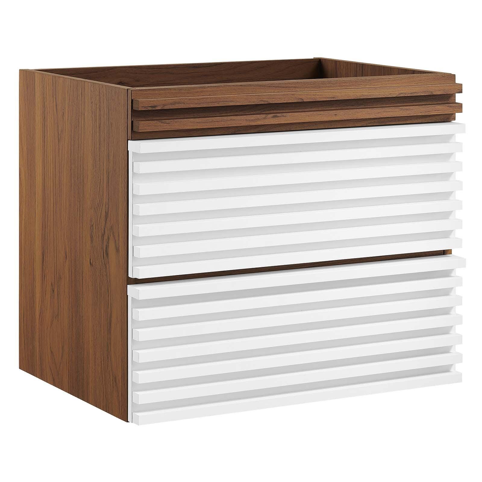 Render 24" Wall-Mount Bathroom Vanity Cabinet, White/Walnut, large