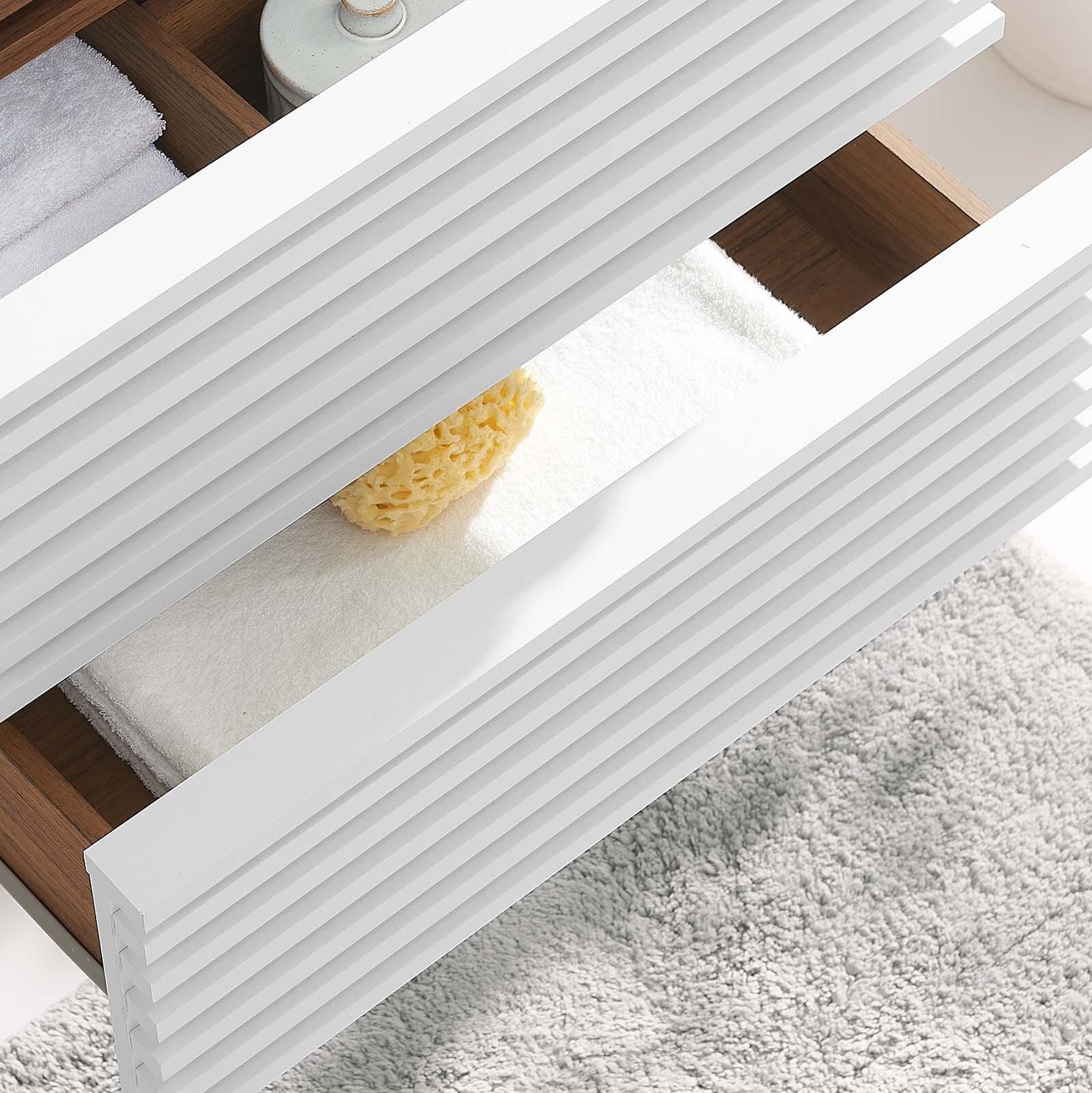 Render 24" Wall-Mount Bathroom Vanity Cabinet, White/Walnut, large