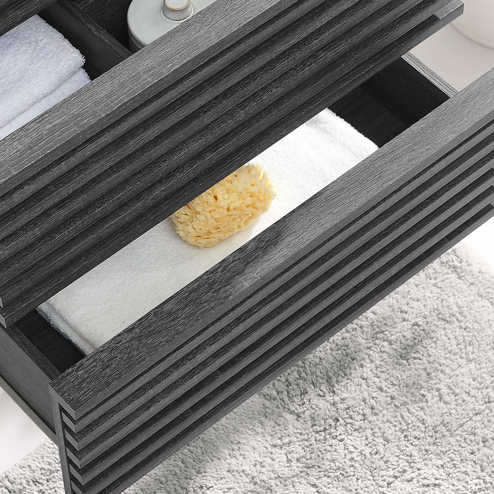 Modway Render 24" Wall-Mount Bathroom Vanity Cabinet, Charcoal, large