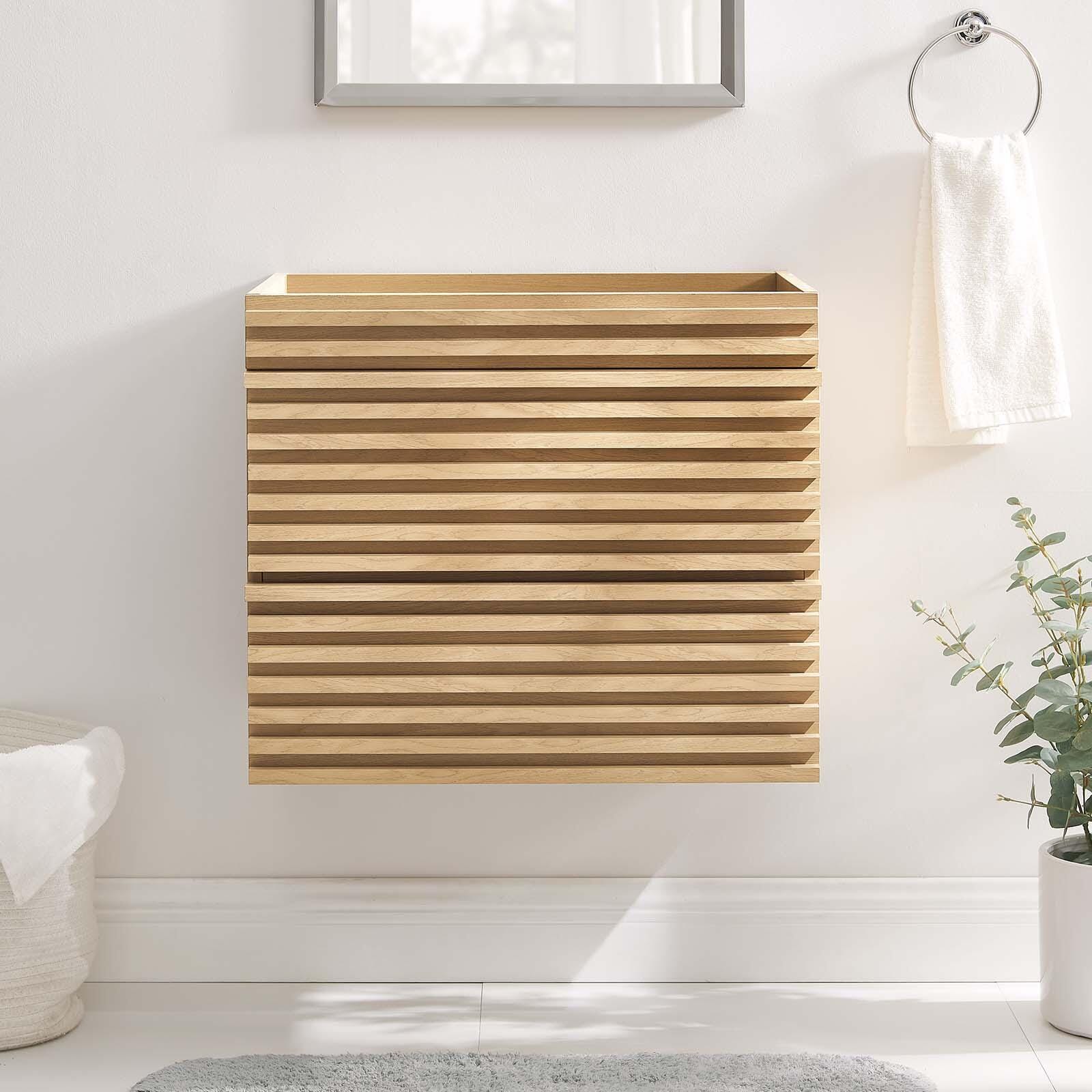 Modway Render 24" Wall-Mount Bathroom Vanity Cabinet, Oak, large