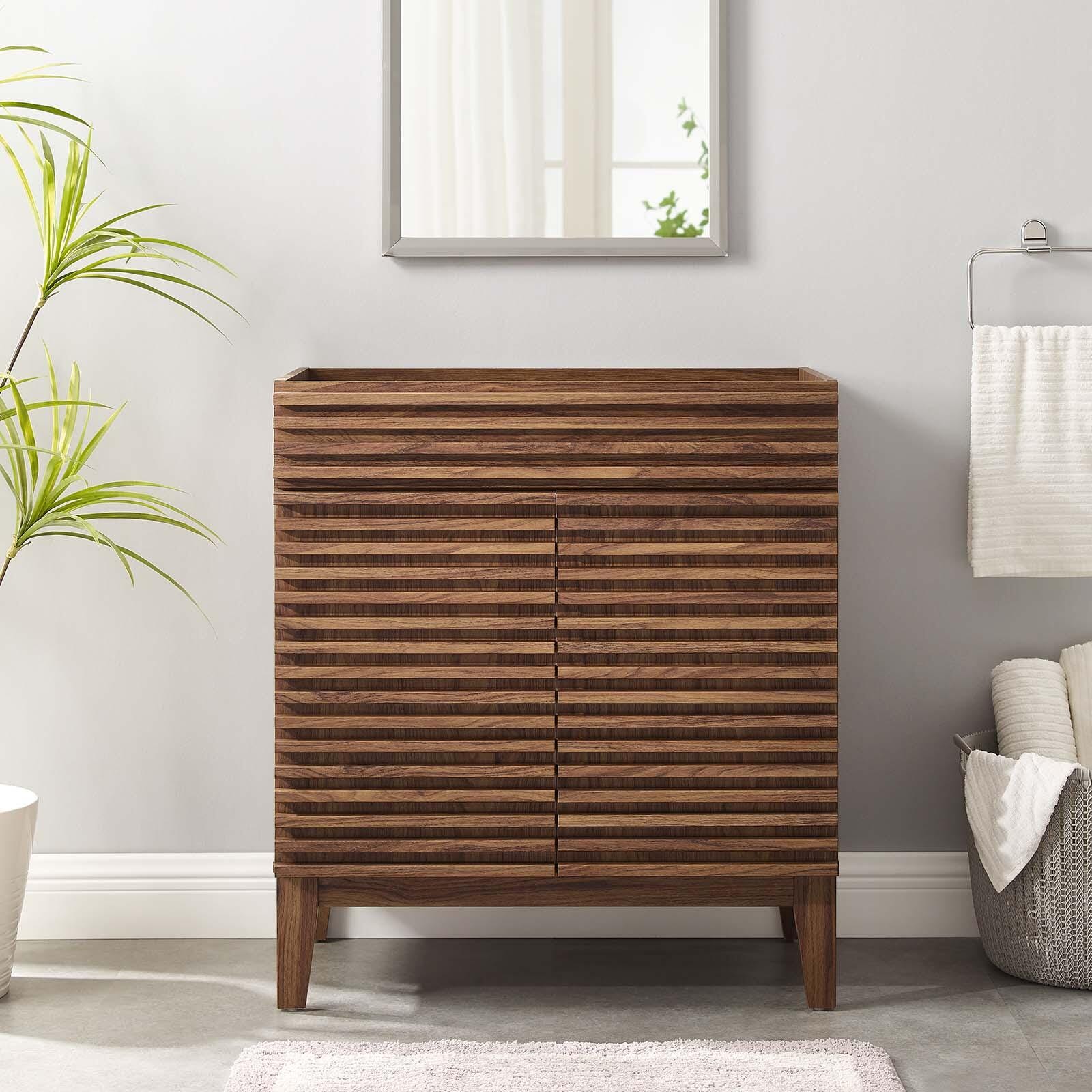 Modway Render 30" Bathroom Vanity Cabinet, Walnut, large