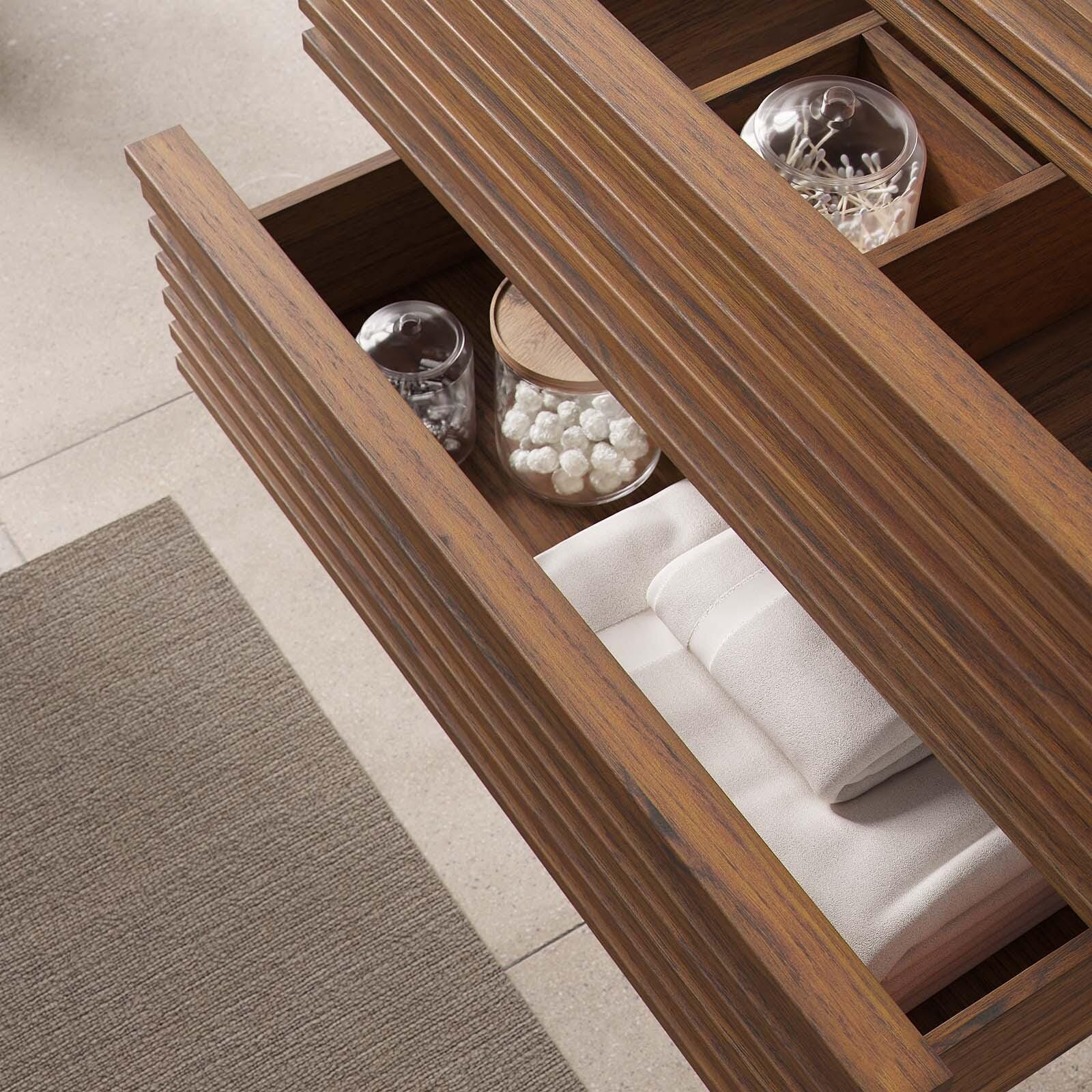 Render 30" Wall-Mount Bathroom Vanity, Walnut, large