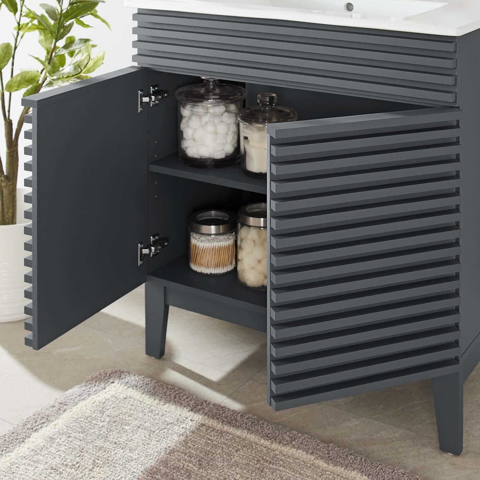 Modway Render 30" Bathroom Vanity Cabinet, Gray, large