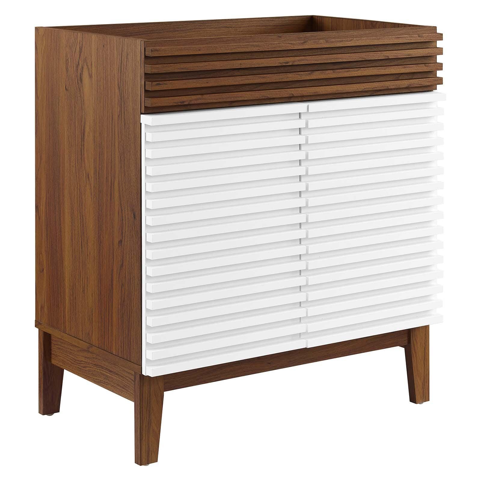 Render 30" Bathroom Vanity Cabinet, White/Walnut, large