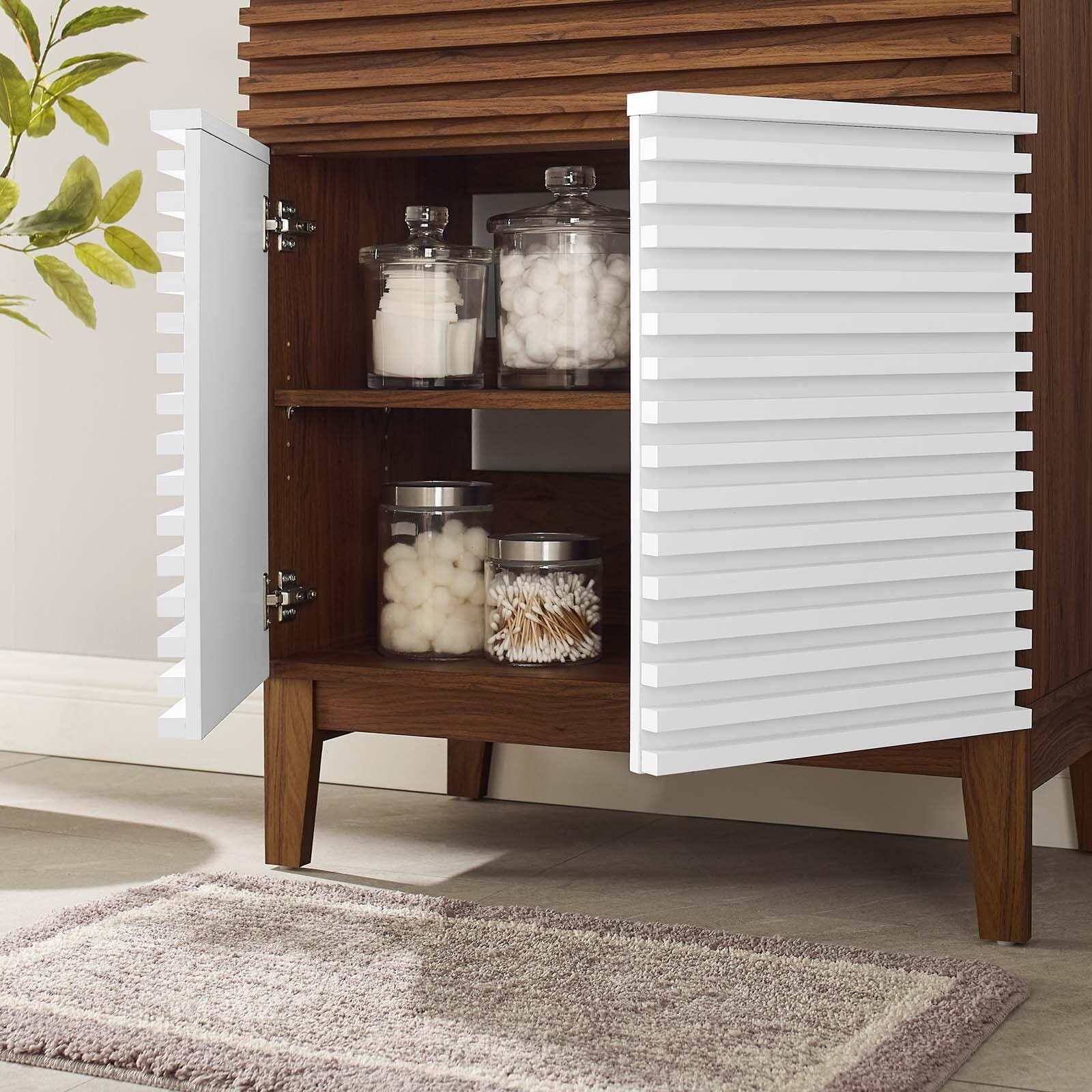 Modway Render 30" Bathroom Vanity Cabinet, White/Walnut, large