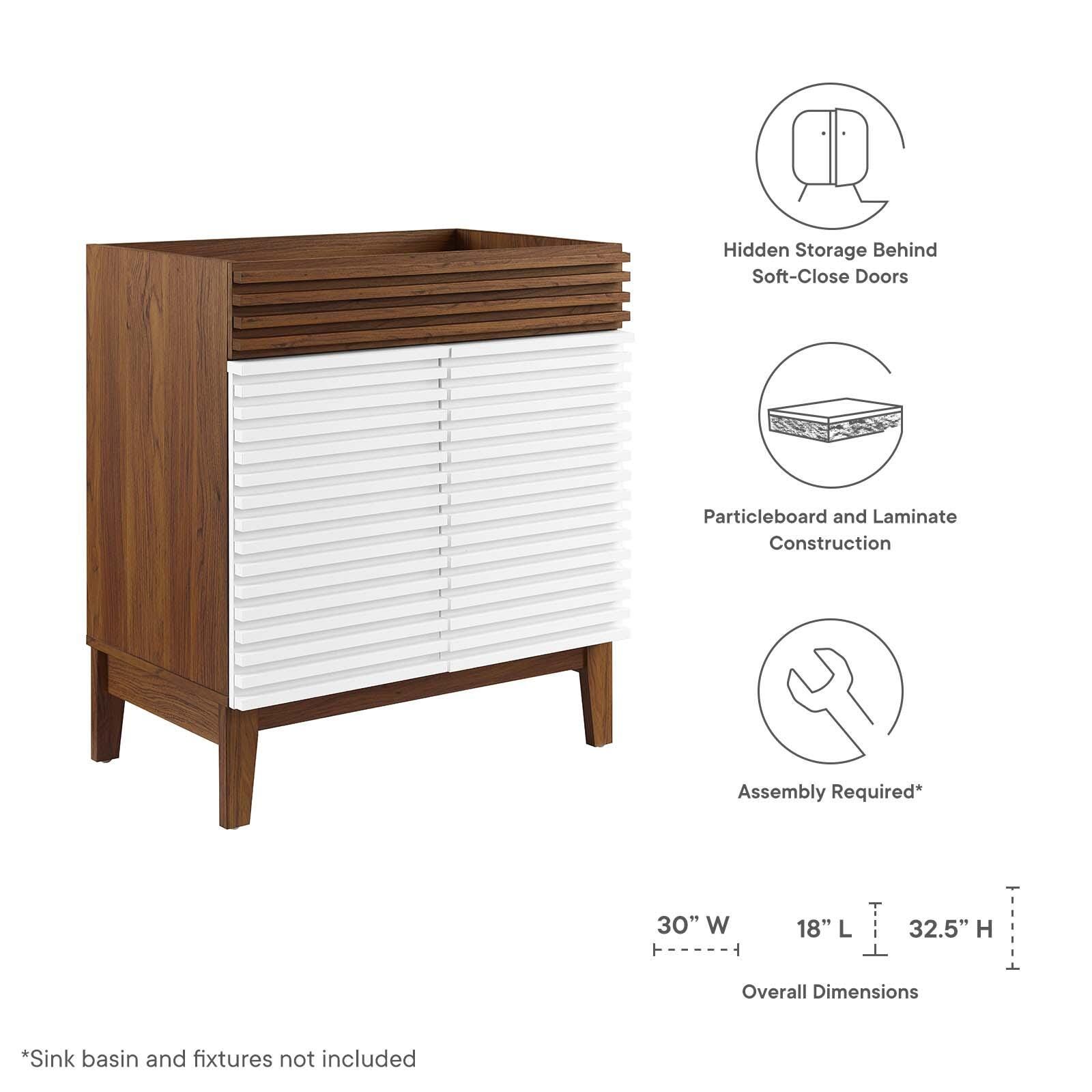 Modway Render 30" Bathroom Vanity Cabinet, White/Walnut, large