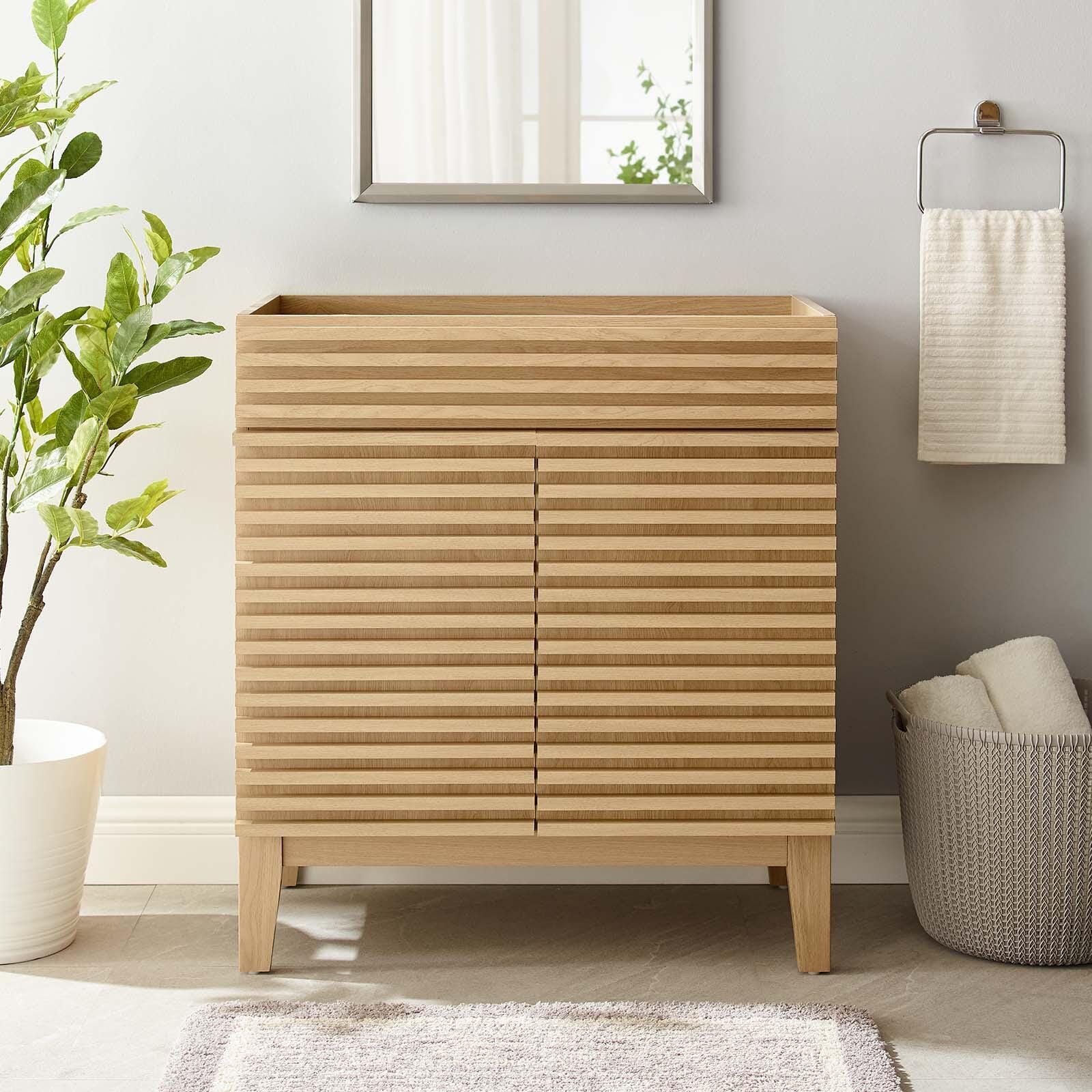 Modway Render 30" Bathroom Vanity Cabinet, Oak, large