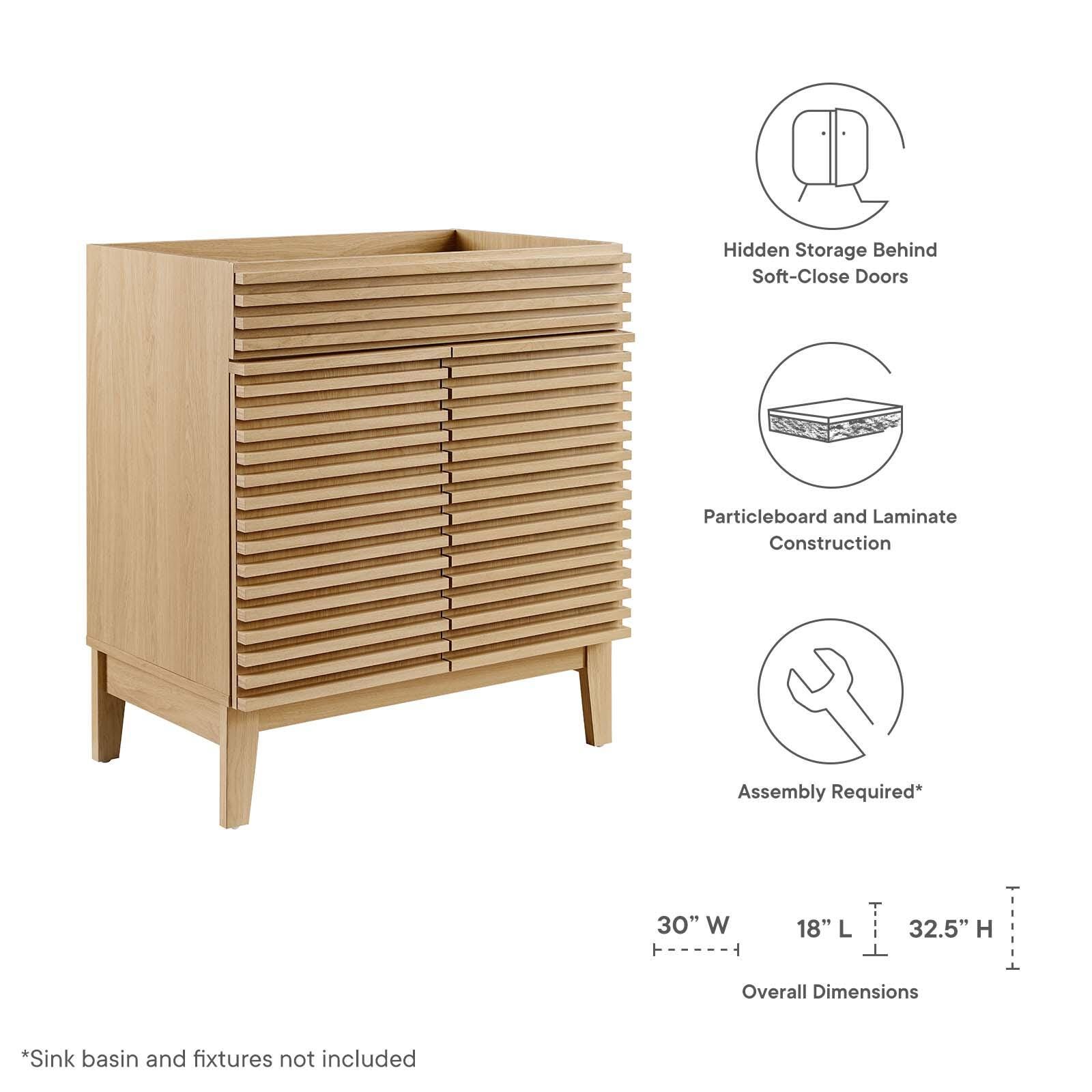 Modway Render 30" Bathroom Vanity Cabinet, Oak, large