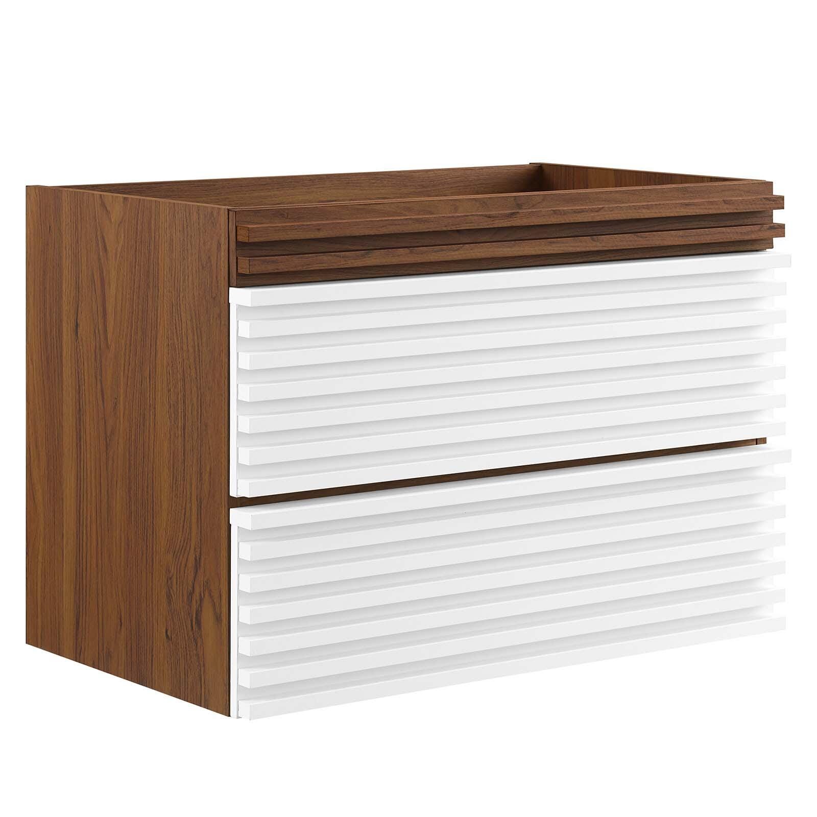 Render 30" Wall-Mount Bathroom Vanity, White/Walnut, large