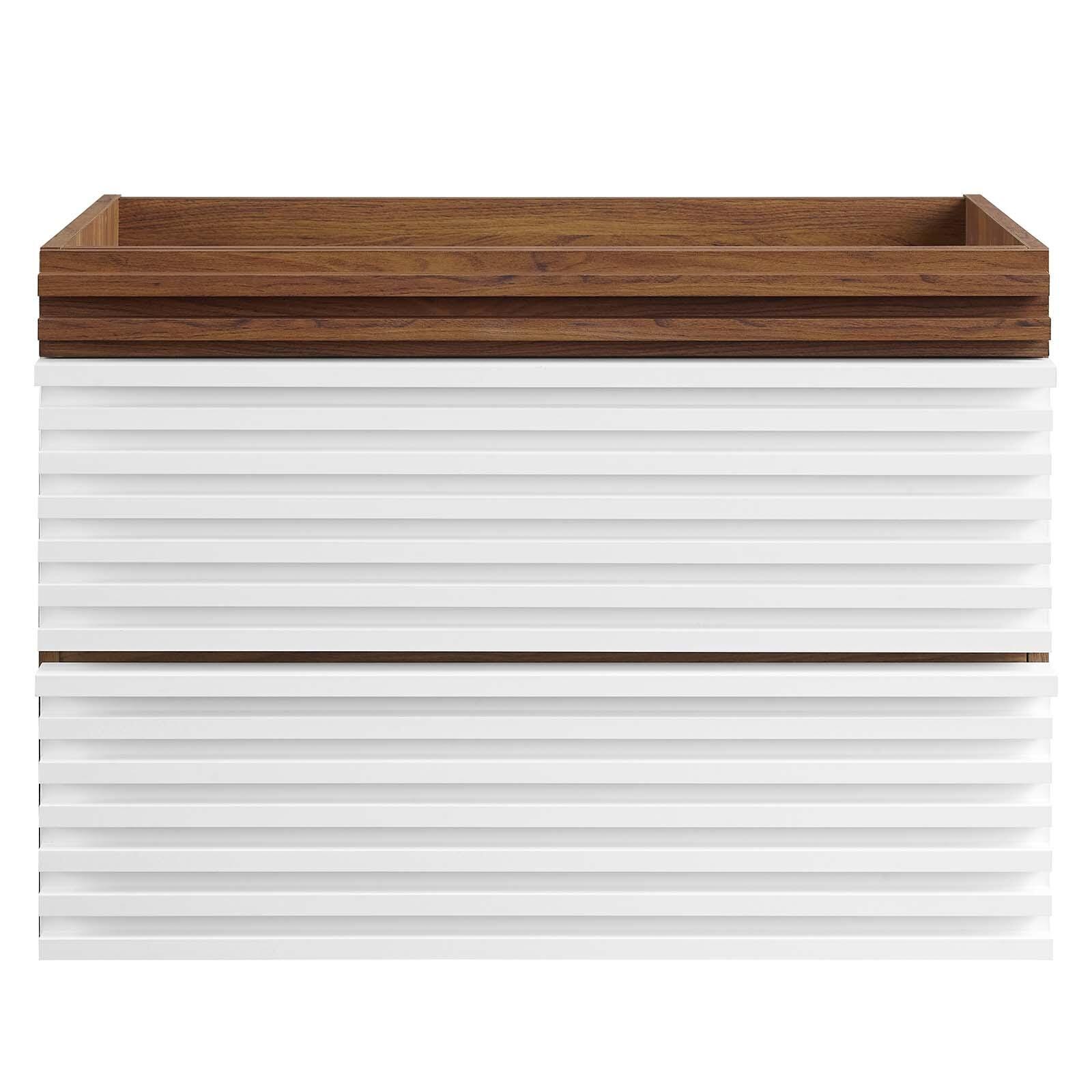 Modway Render 30" Wall-Mount Bathroom Vanity, White/Walnut, large