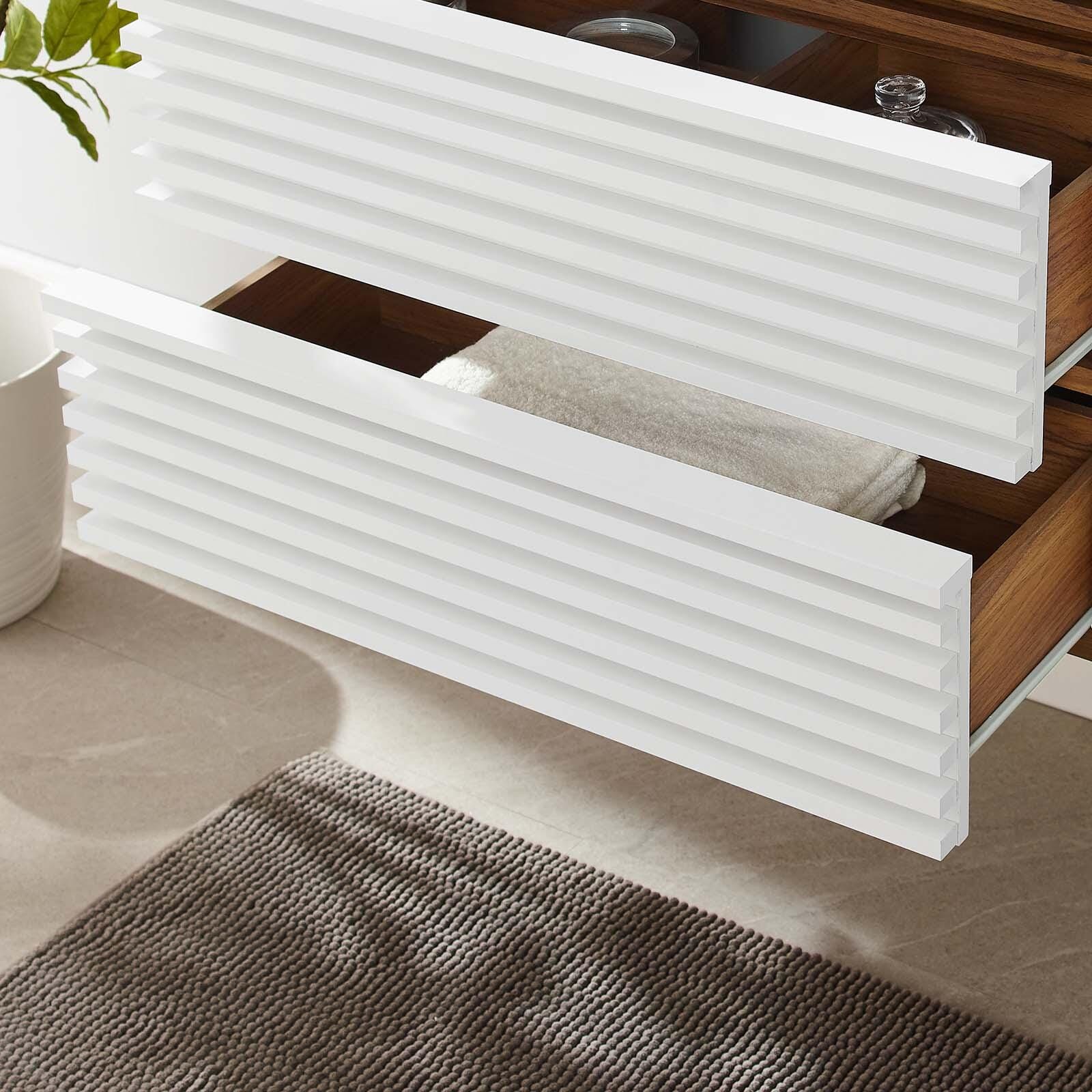 Modway Render 30" Wall-Mount Bathroom Vanity, White/Walnut, large