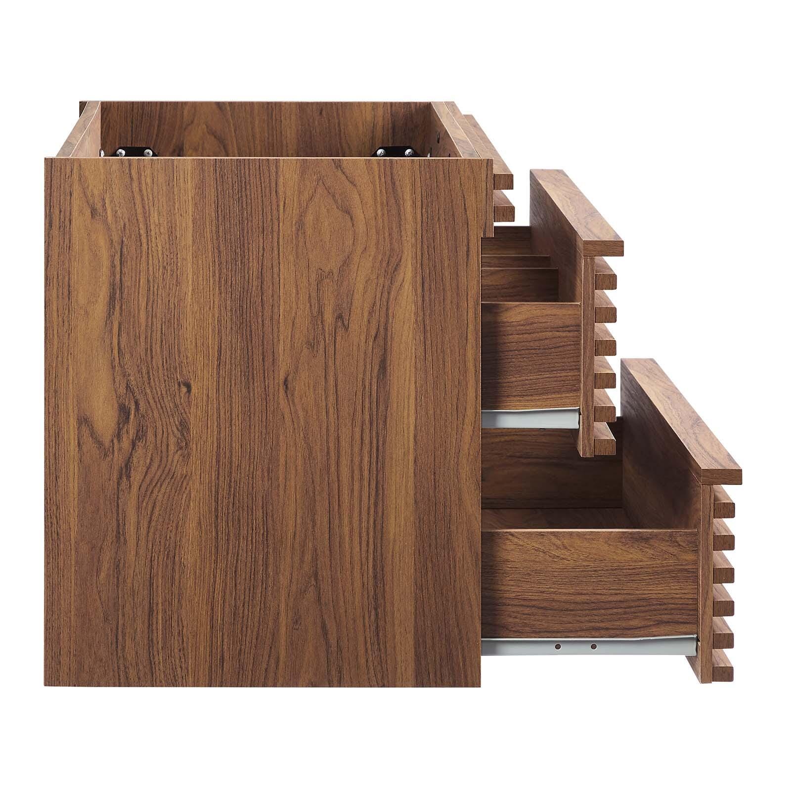 Modway Render 36" Wall-Mount Bathroom Vanity Cabinet, Walnut, large