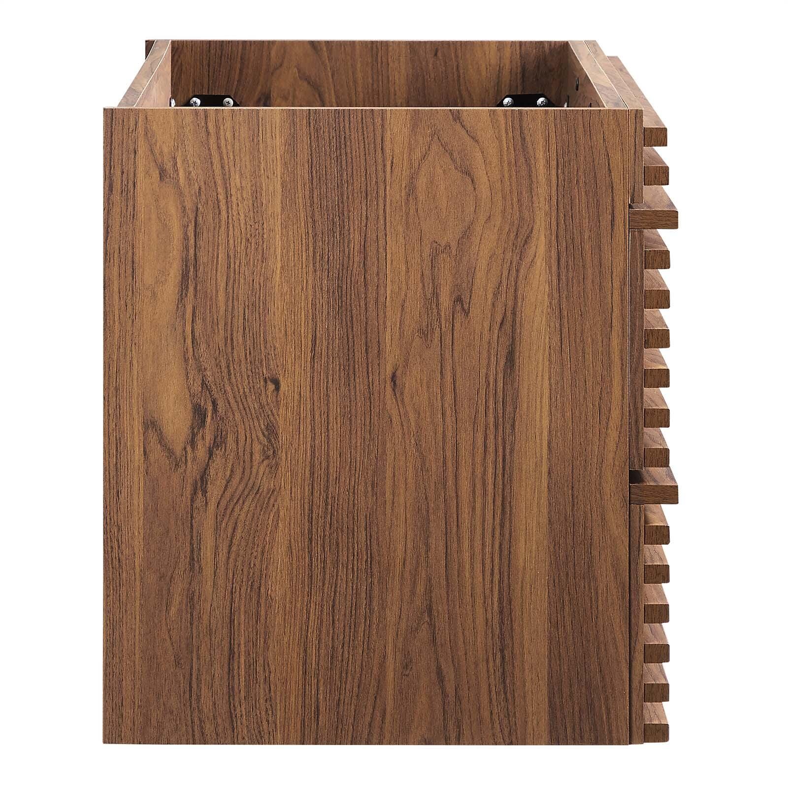 Modway Render 36" Wall-Mount Bathroom Vanity Cabinet, Walnut, large