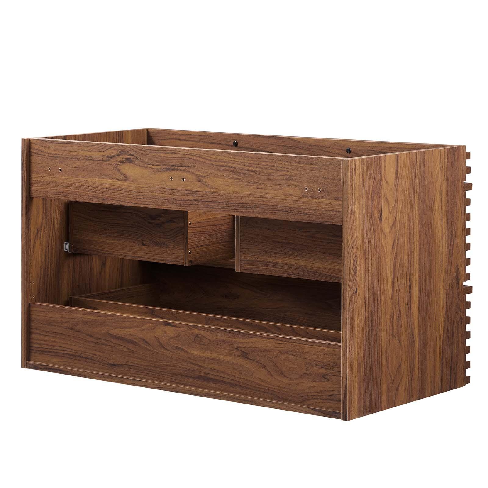 Modway Render 36" Wall-Mount Bathroom Vanity Cabinet, Walnut, large