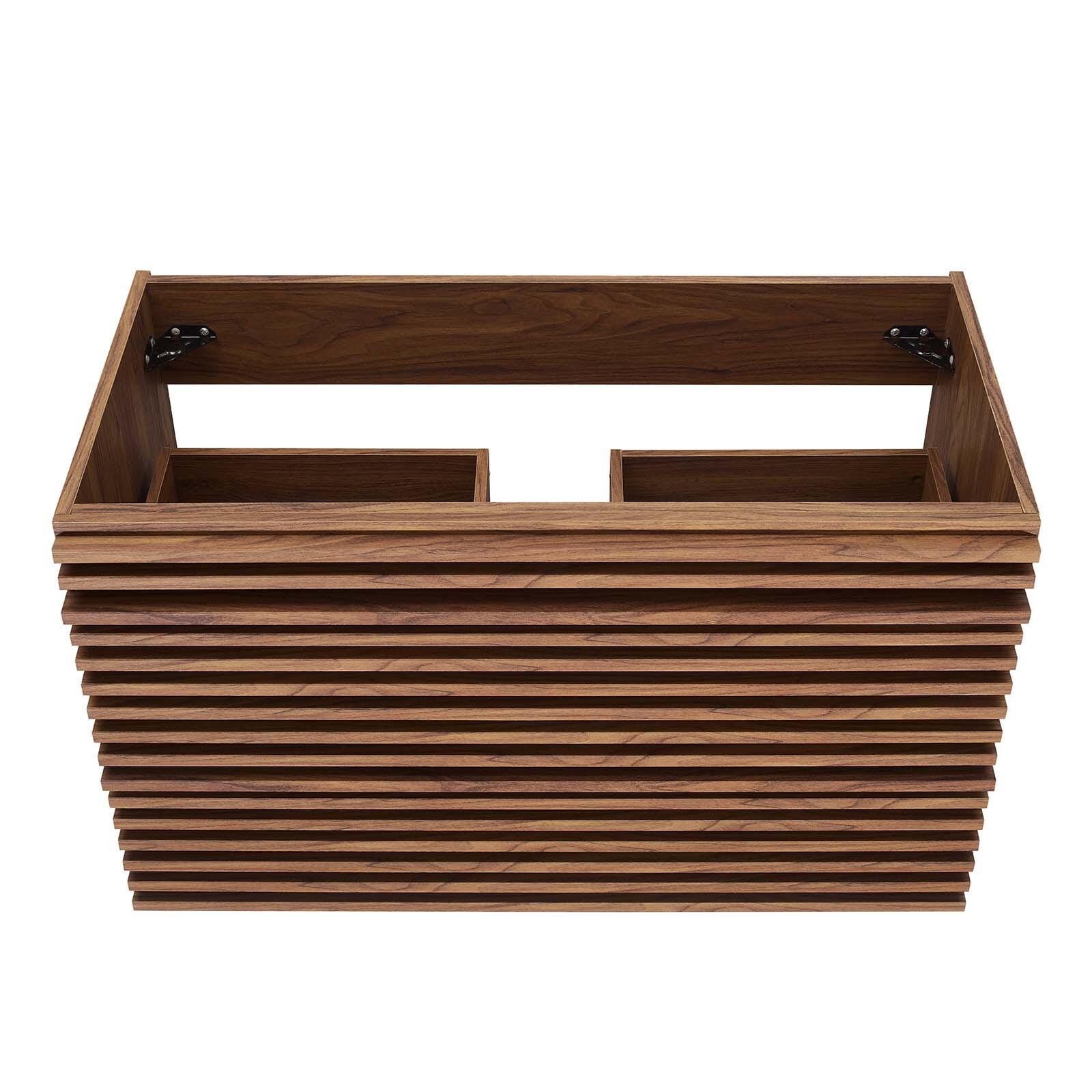 Modway Render 36" Wall-Mount Bathroom Vanity Cabinet, Walnut, large